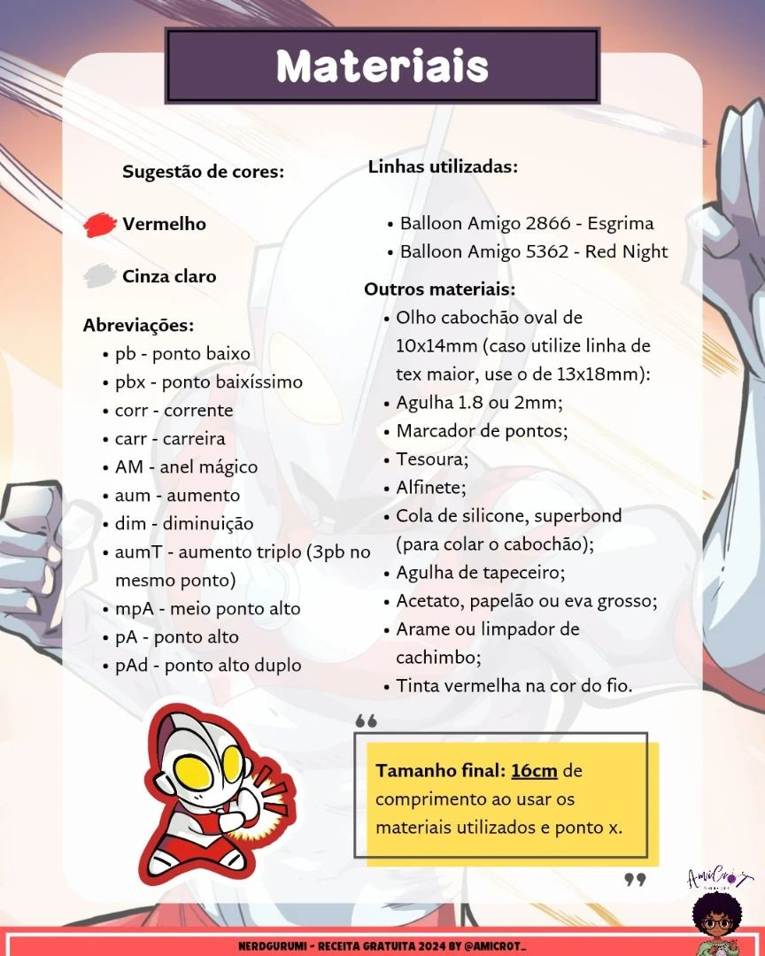 Gráfico de Amigurumi Ultraman: Faça seu próprio herói!