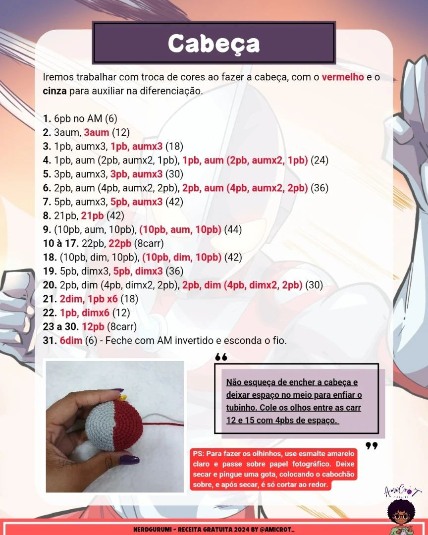 Gráfico de Amigurumi Ultraman: Faça seu próprio herói!