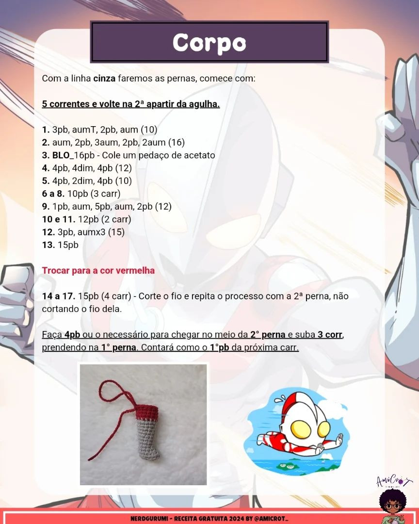 Gráfico de Amigurumi Ultraman: Faça seu próprio herói!