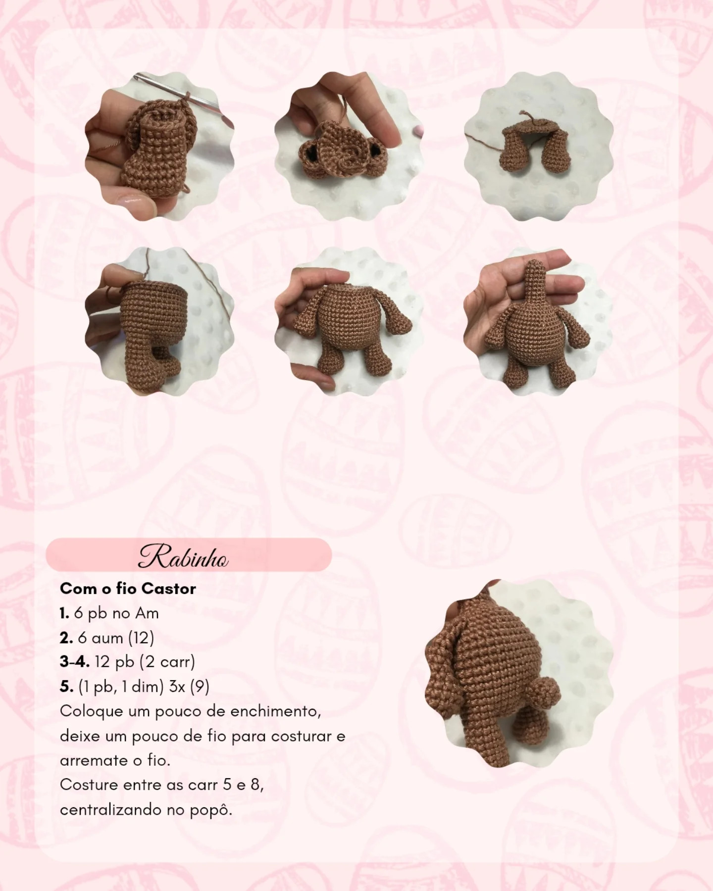 Gráfico de Amigurumi Urso com Touca de Coelho Grátis