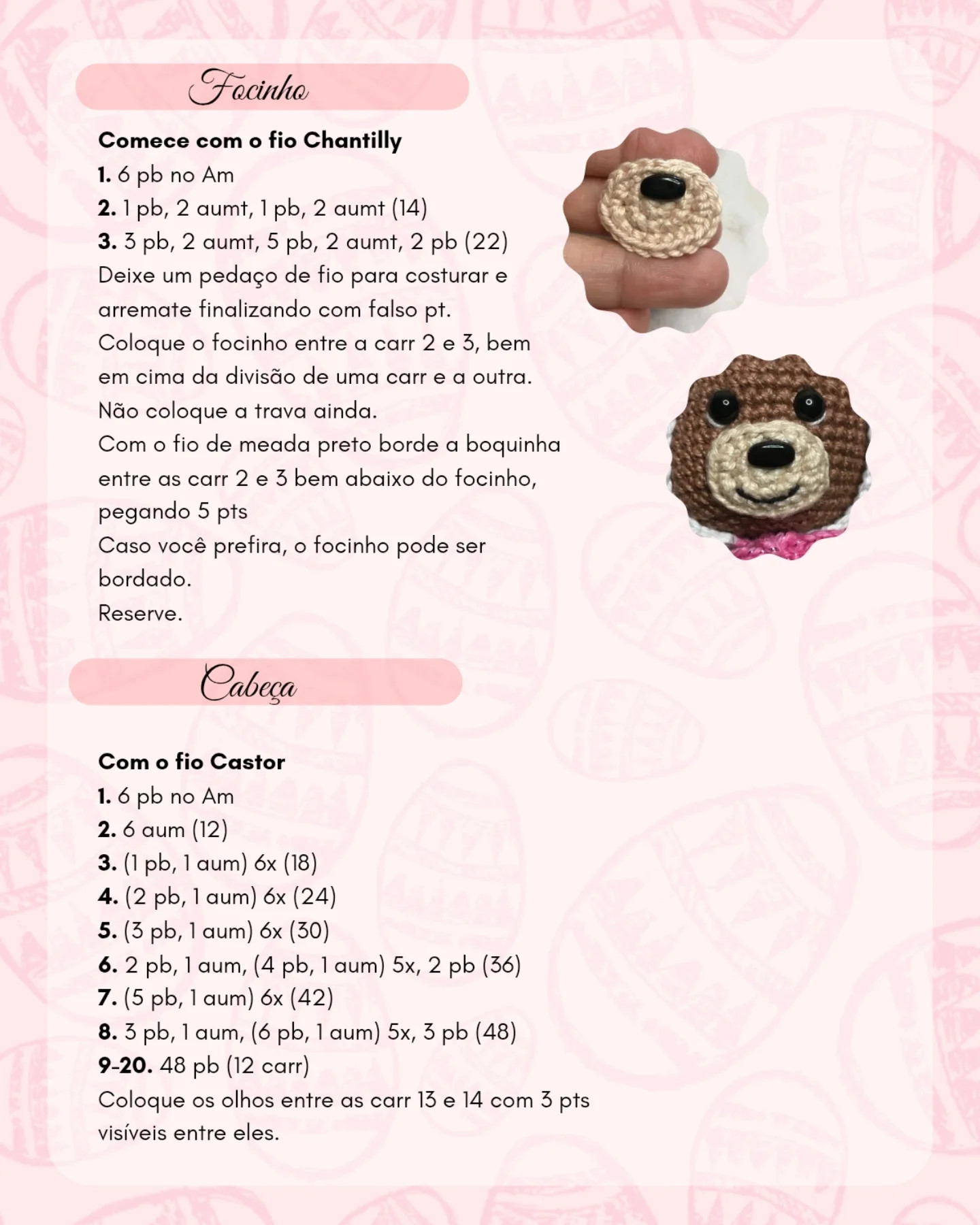 Gráfico de Amigurumi Urso com Touca de Coelho Grátis