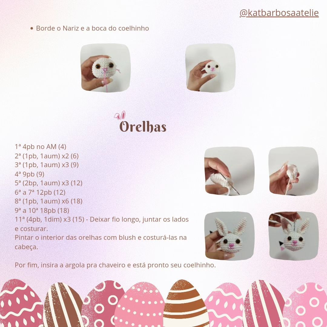 Gráfico de chaveiro coelhinho amigurumi grátis