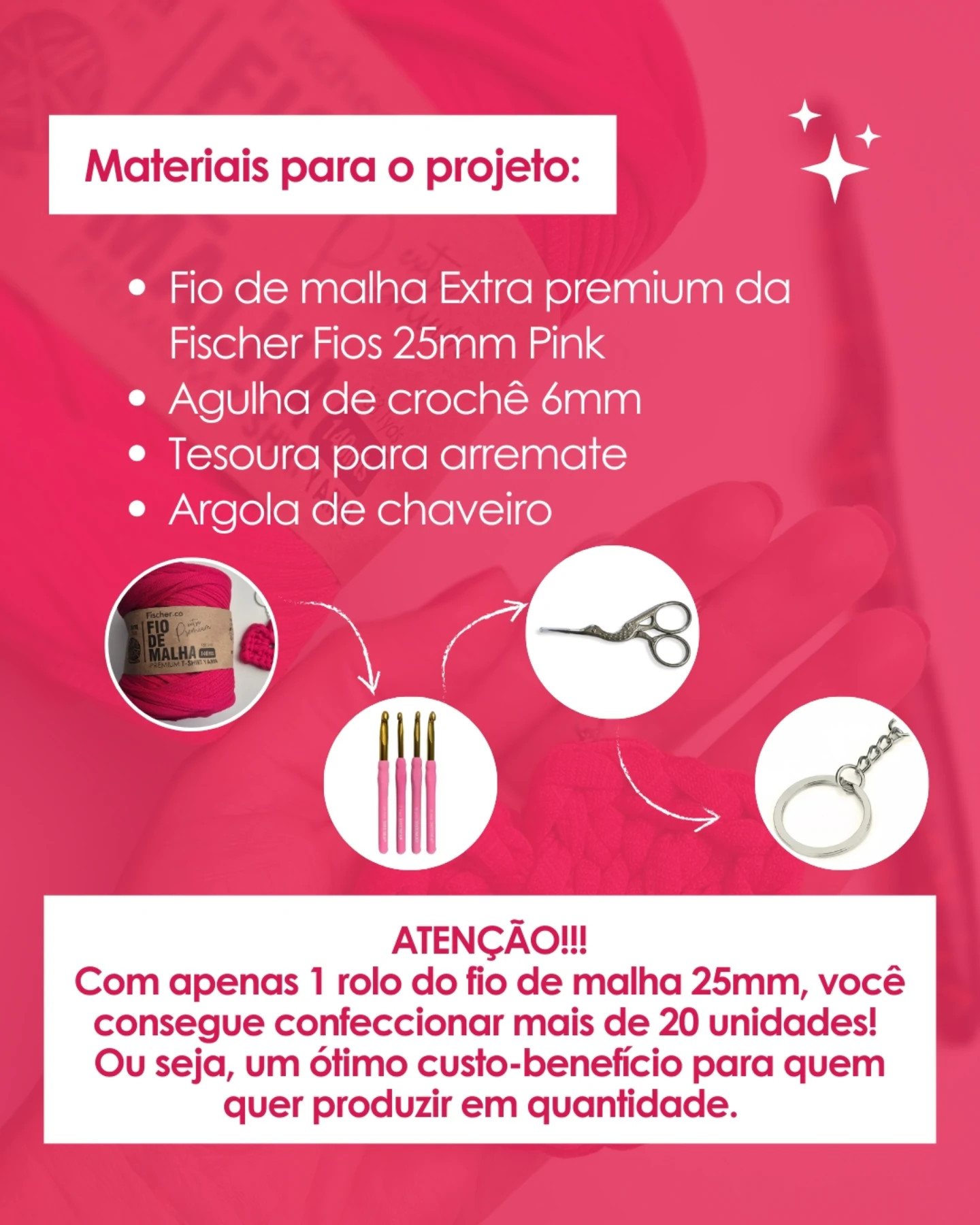 Gráfico de chaveiro em formato de coração em crochê com fio de malha.