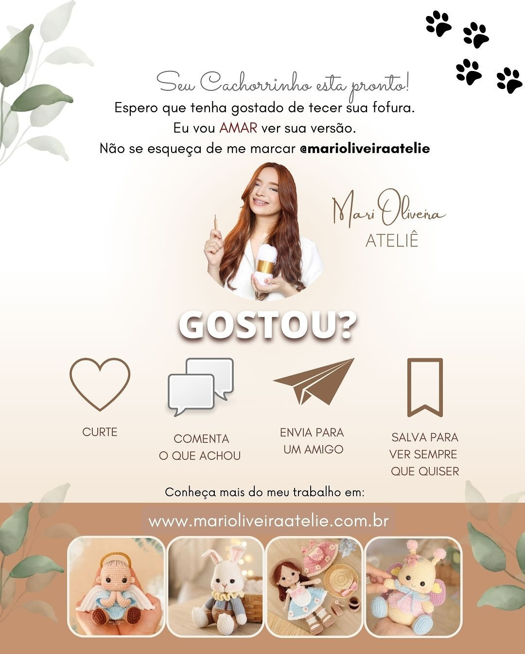 Gráfico de crochê: Adorável Cachorrinho de Crochê