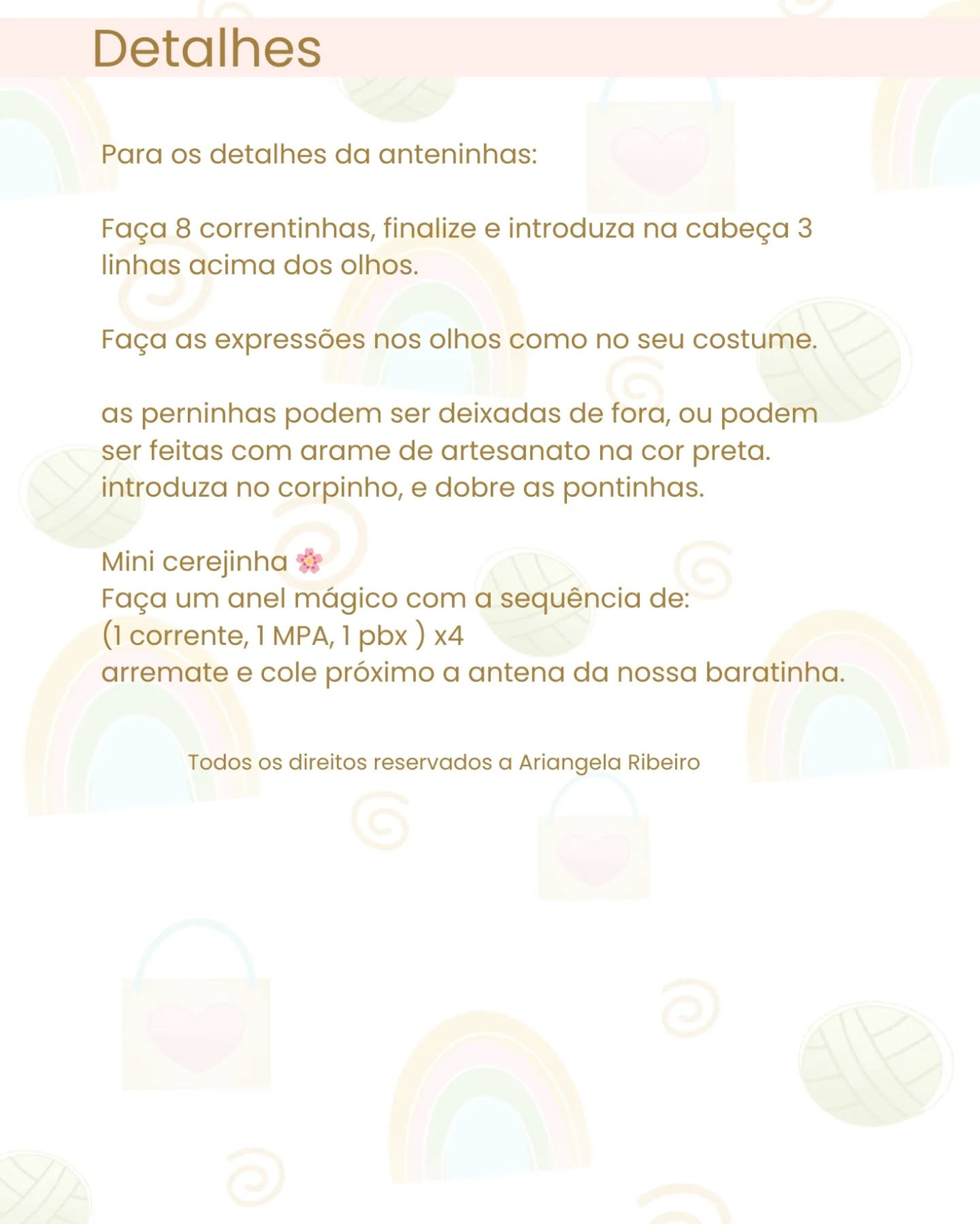 Gráfico de crochê amigurumi Cerejinha: receita gratuita.