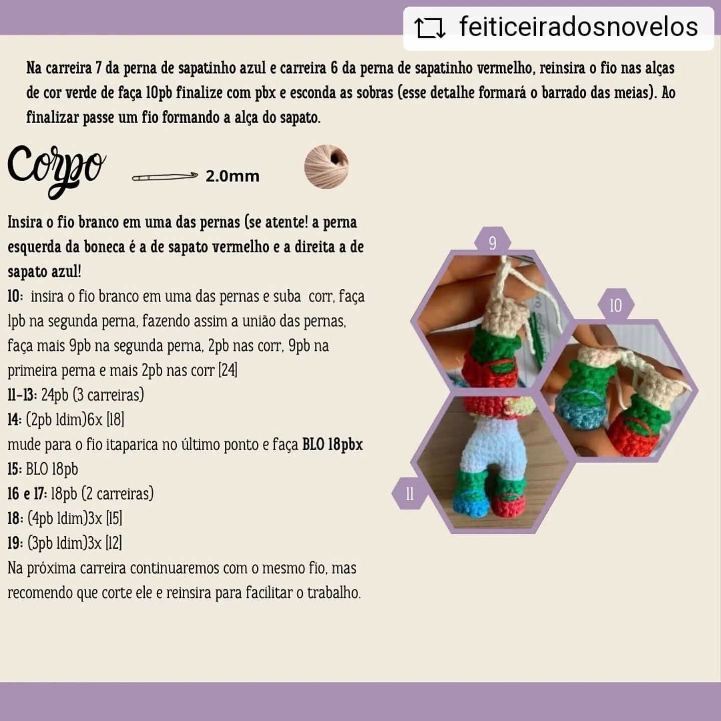 Gráfico de crochê amigurumi da Emília