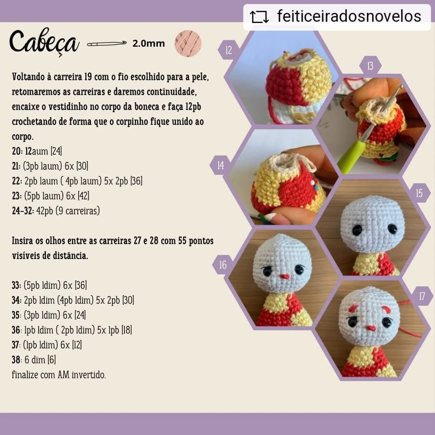 Gráfico de crochê amigurumi da Emília