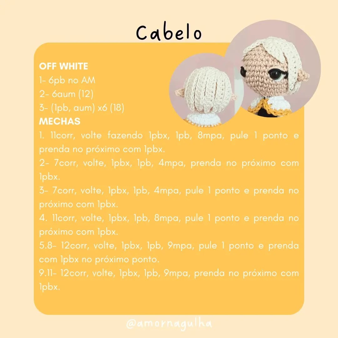 Gráfico de crochê amigurumi Frieren grátis