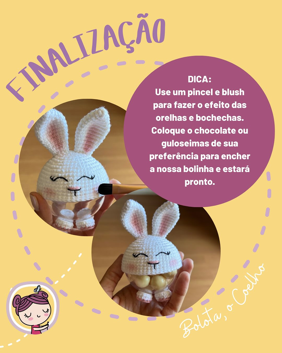 Gráfico de crochê: Bolinha Coelho da Páscoa