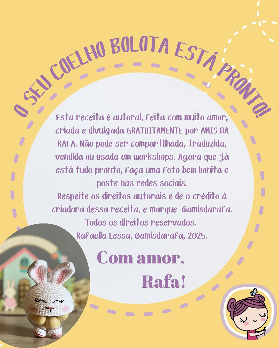 Gráfico de crochê: Bolinha Coelho da Páscoa
