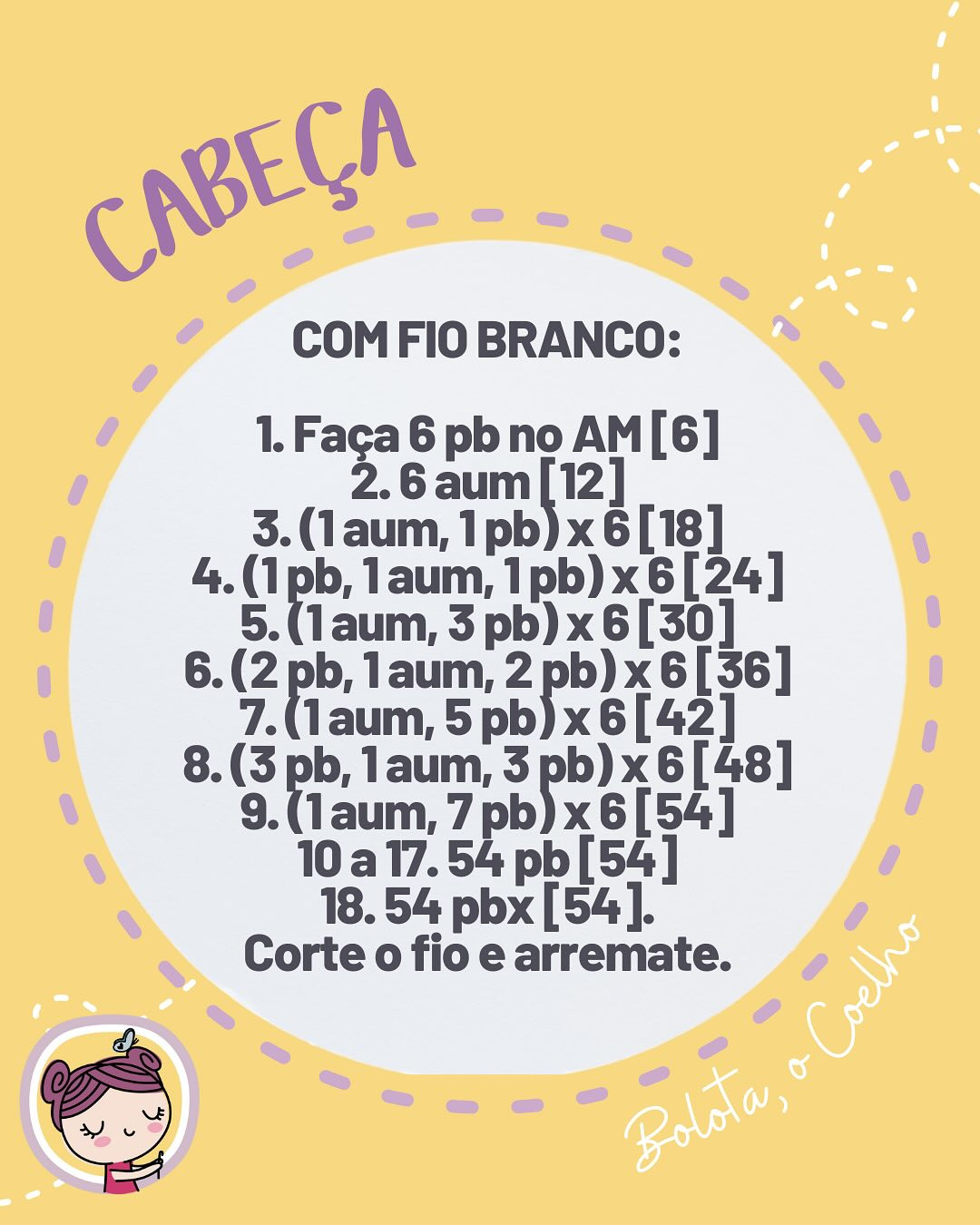Gráfico de crochê: Bolinha Coelho da Páscoa