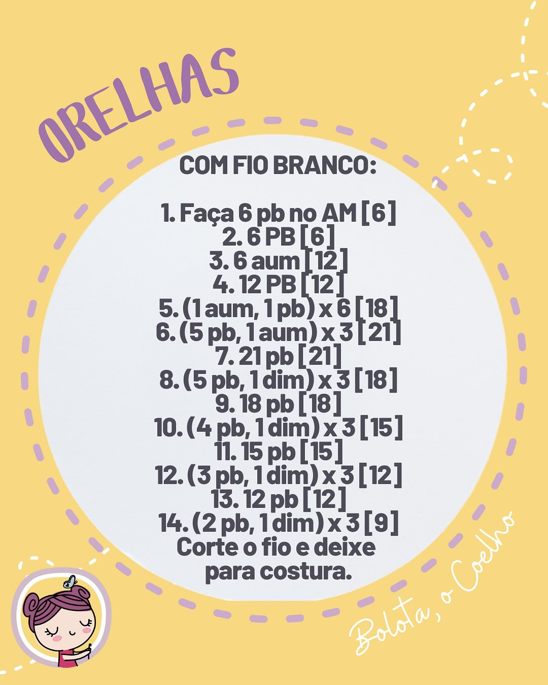 Gráfico de crochê: Bolinha Coelho da Páscoa