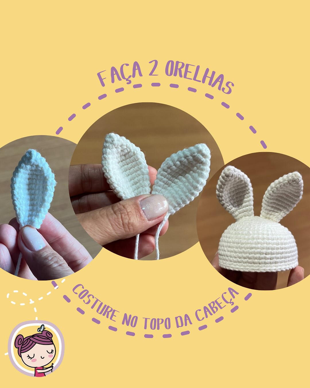 Gráfico de crochê: Bolinha Coelho da Páscoa