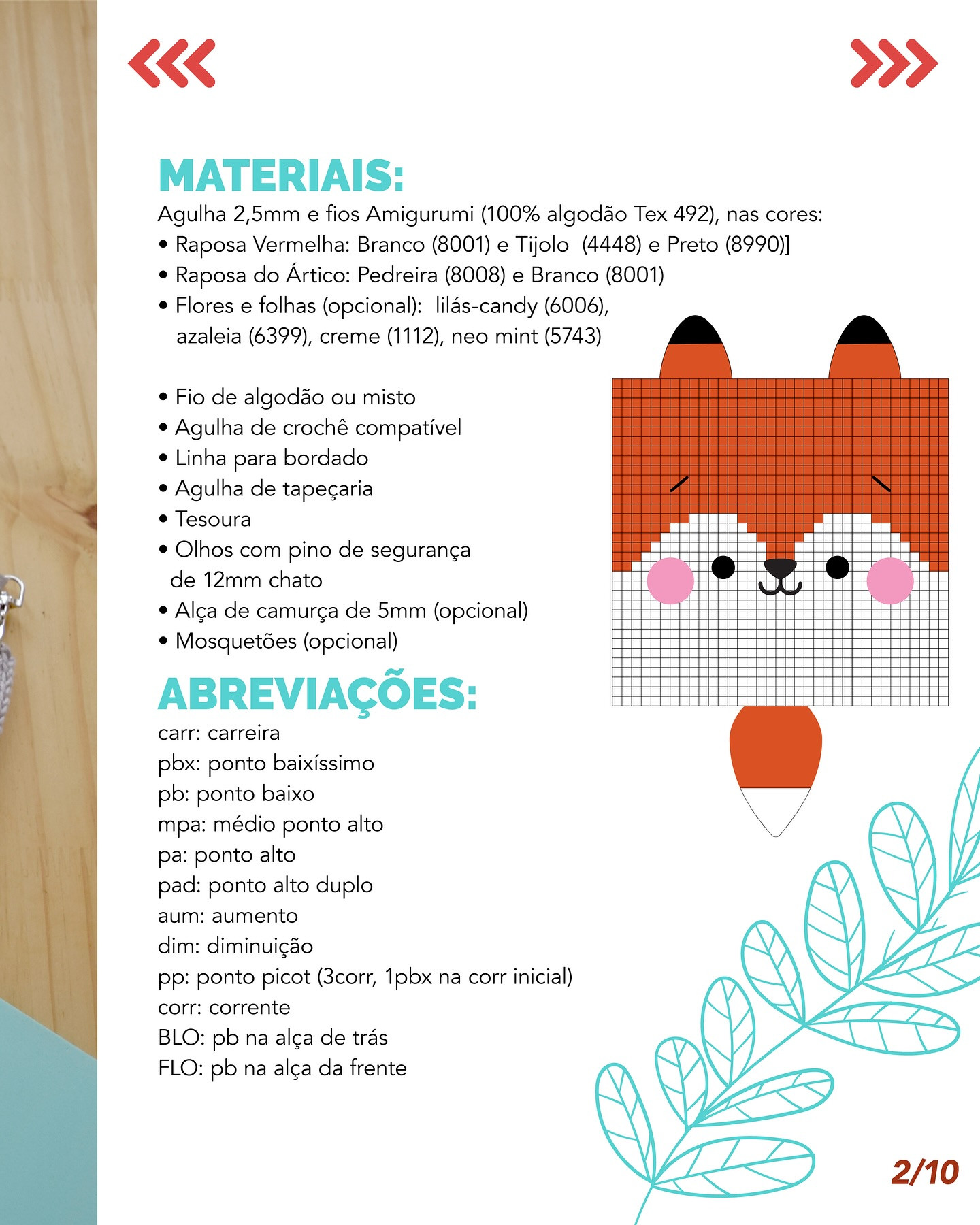 Gráfico de crochê: Bolsinhas de raposa e esquilo