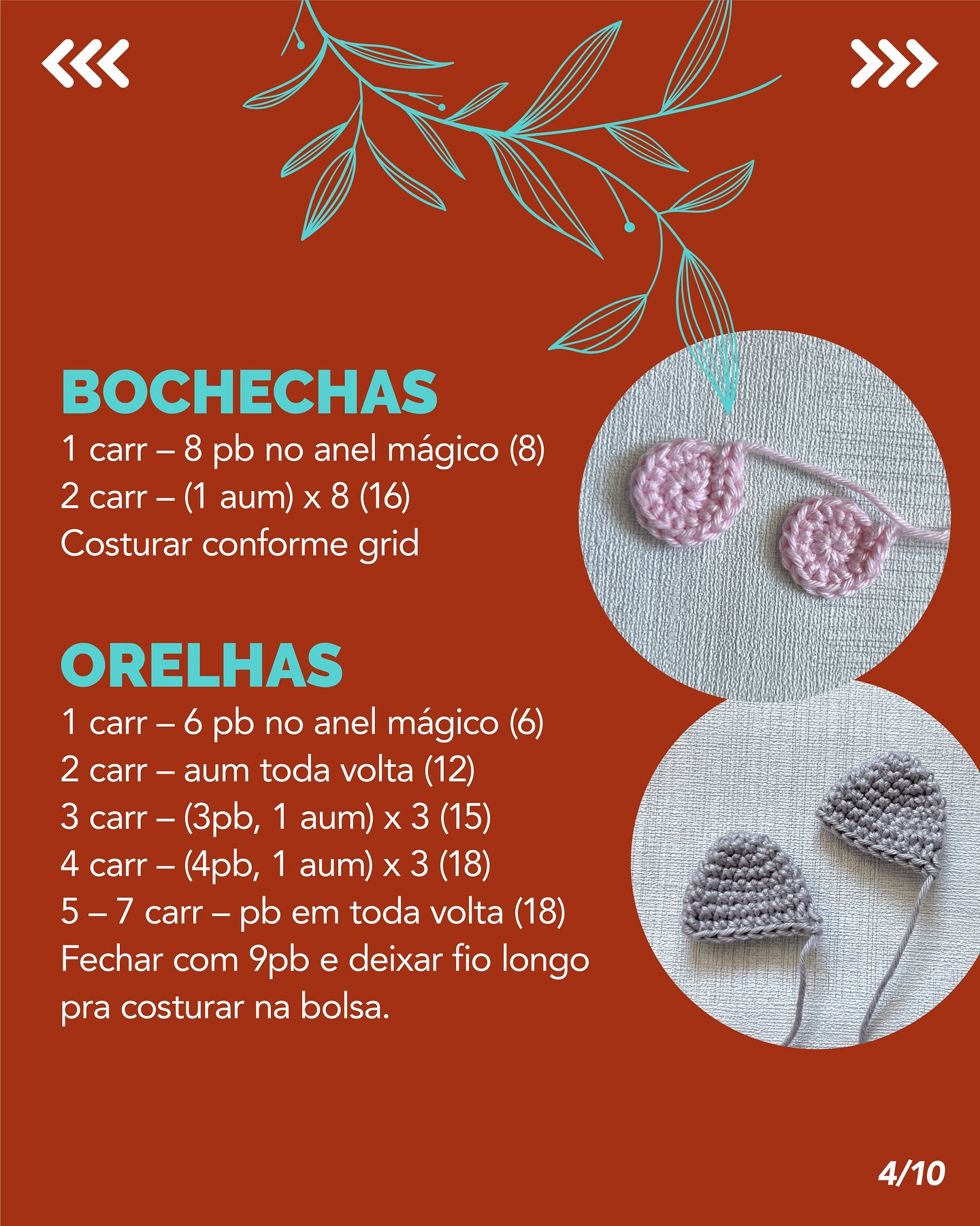 Gráfico de crochê: Bolsinhas de raposa e esquilo