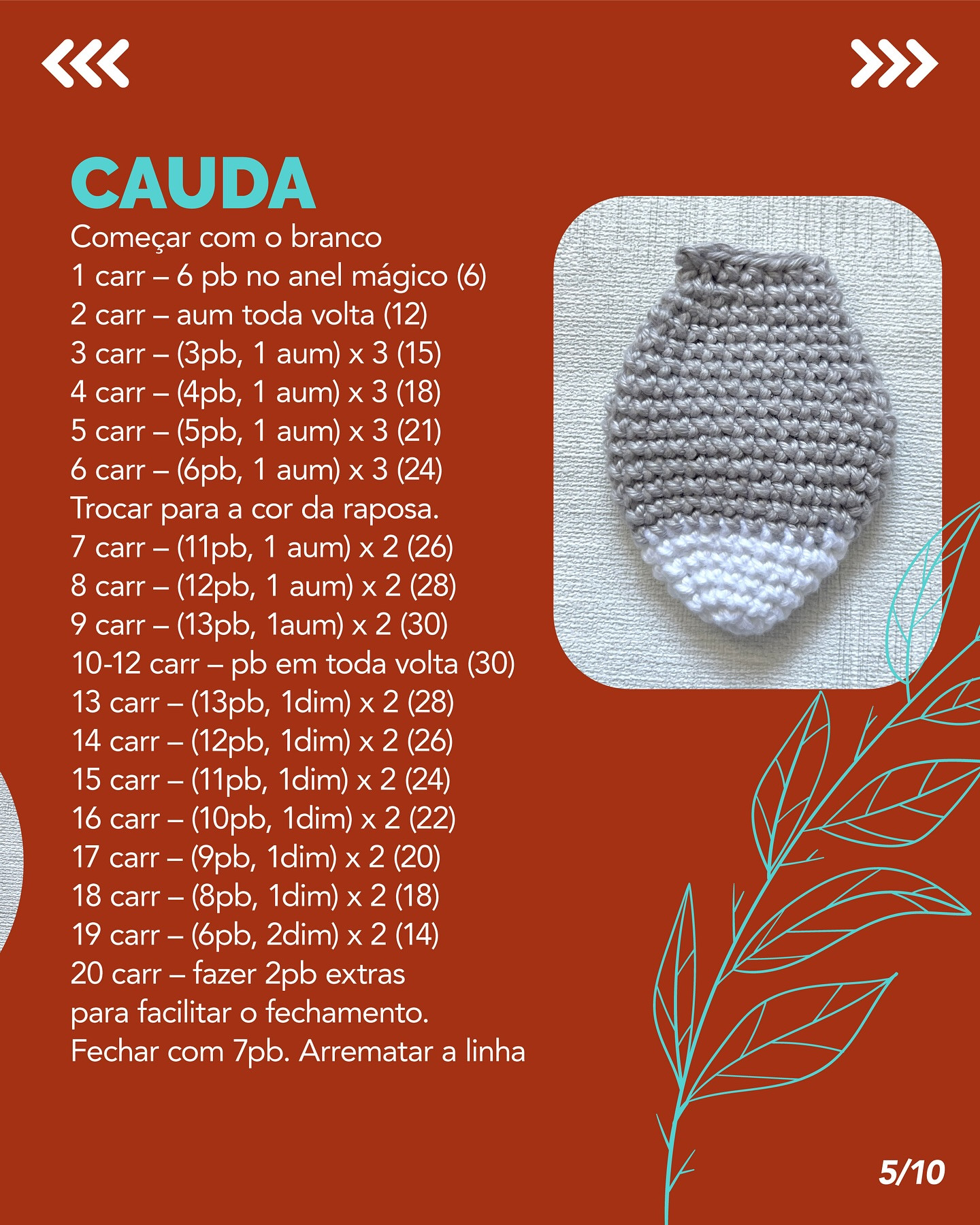 Gráfico de crochê: Bolsinhas de raposa e esquilo