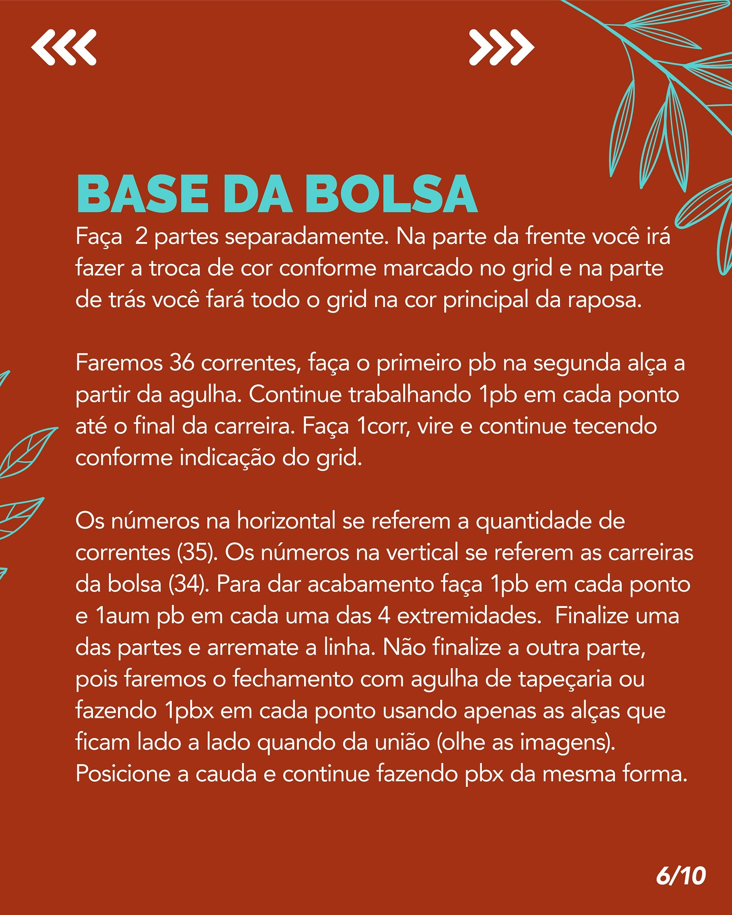 Gráfico de crochê: Bolsinhas de raposa e esquilo