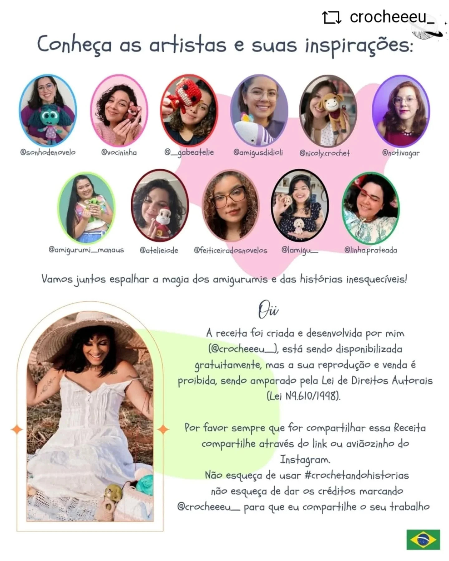 Gráfico de crochê: Boneca com chapéu amarelo