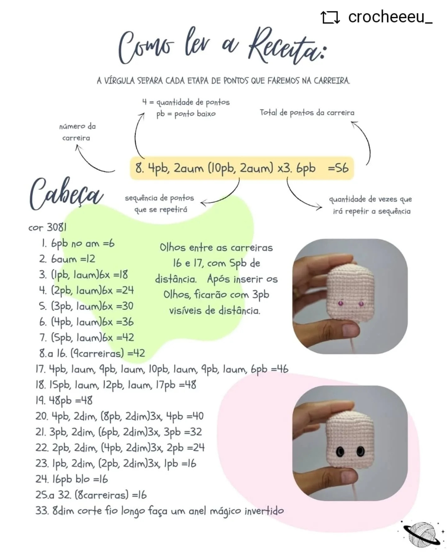 Gráfico de crochê: Boneca com chapéu amarelo