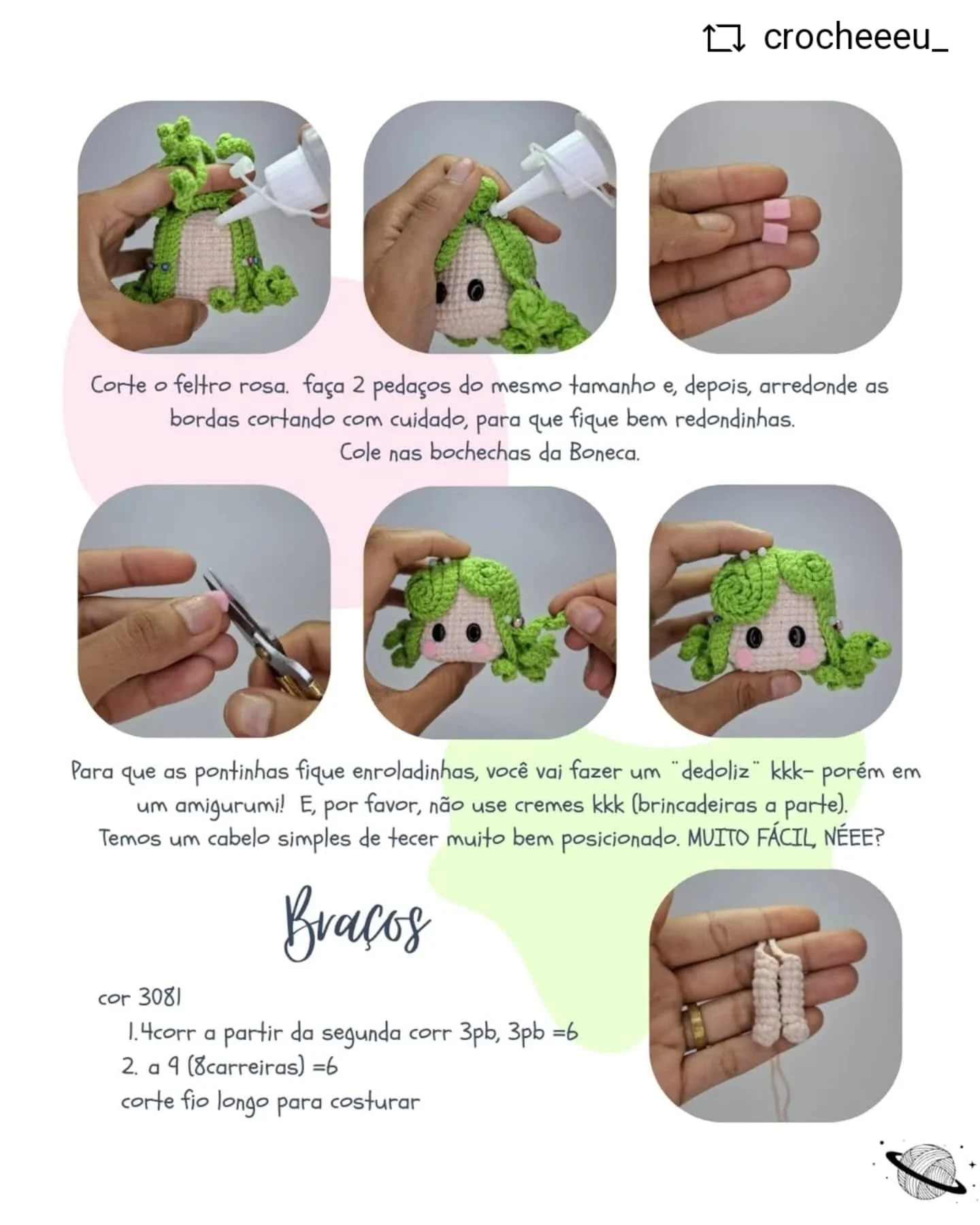 Gráfico de crochê: Boneca com chapéu amarelo