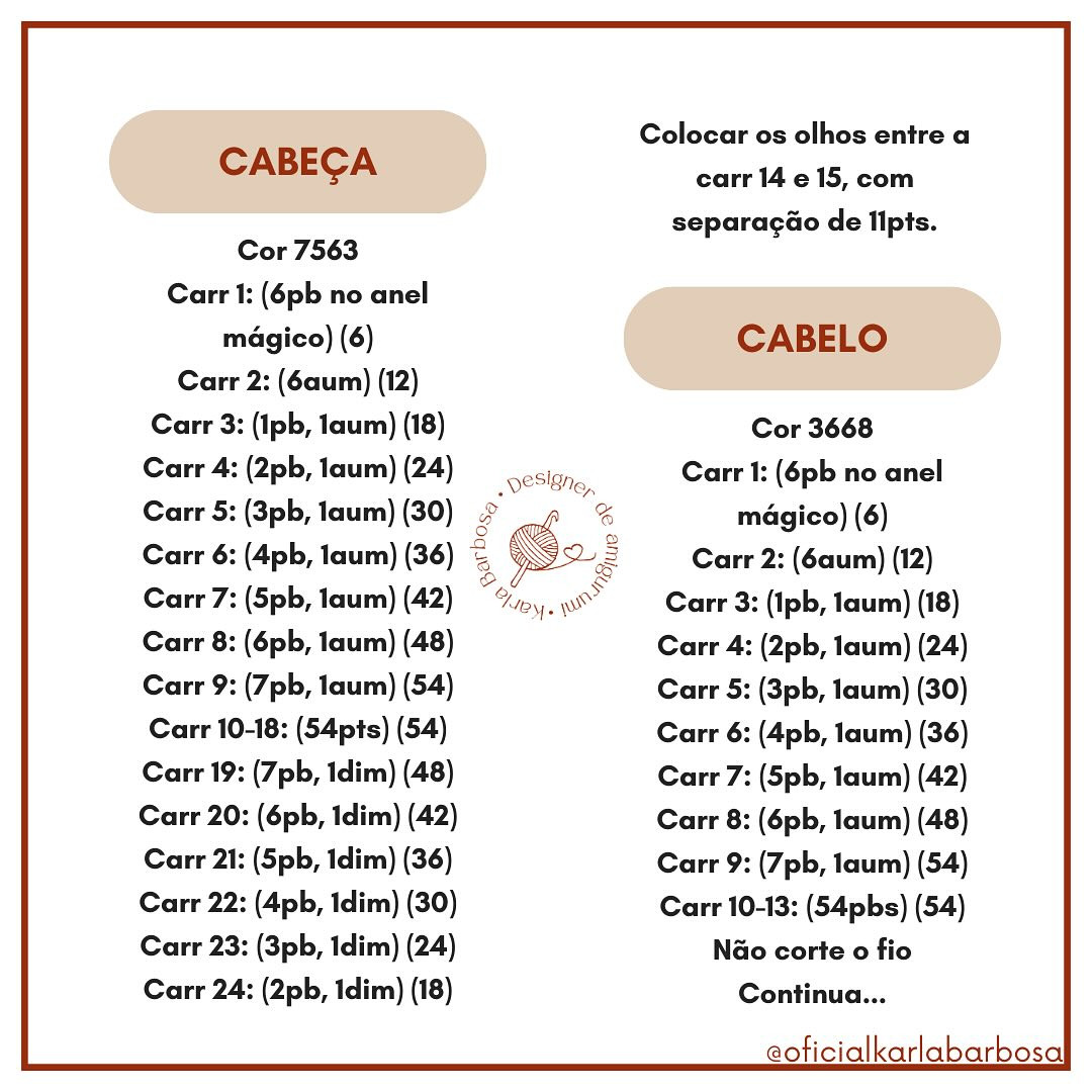 Gráfico de Crochê: Boneca de Cabelo Ruivo com Vestido Rosa