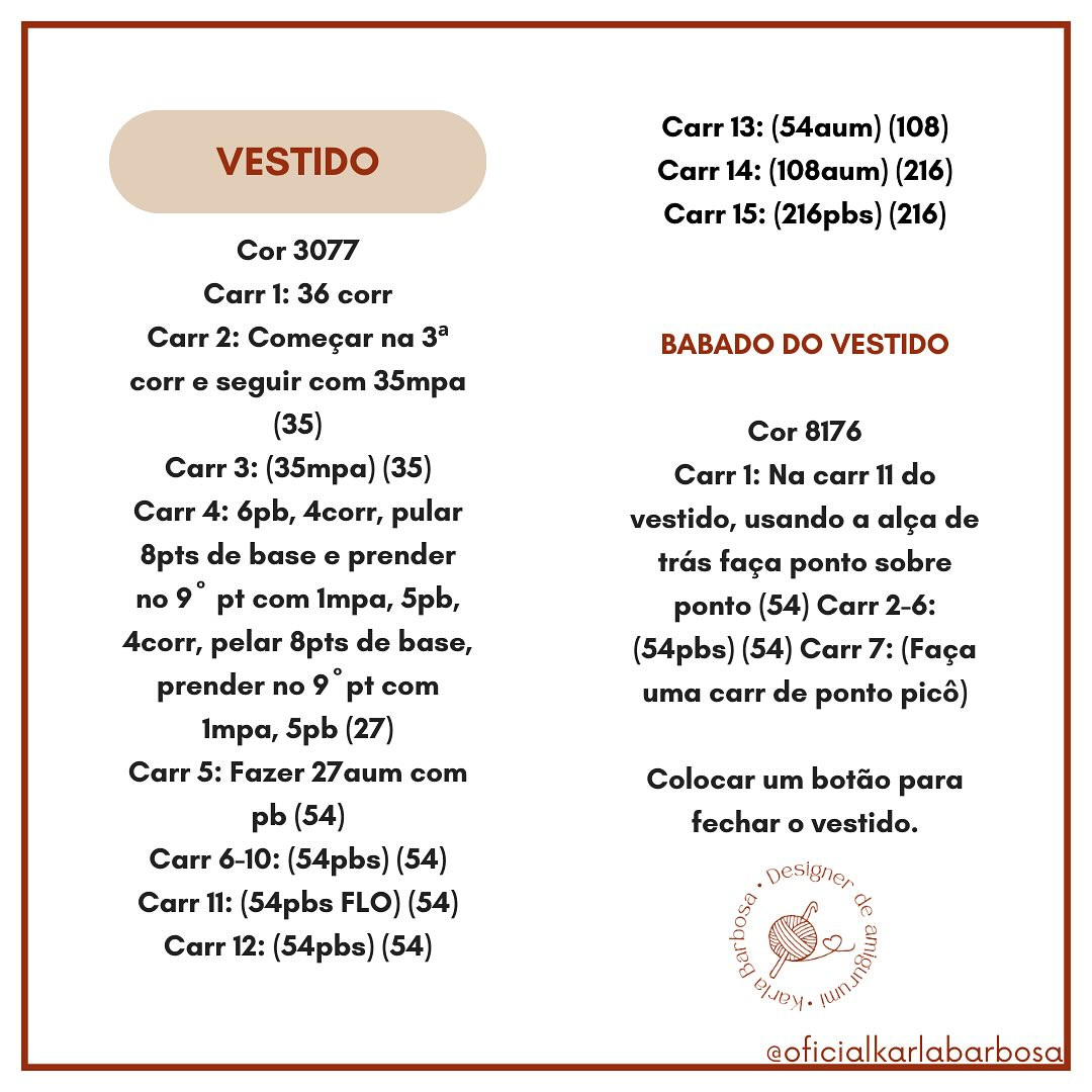 Gráfico de Crochê: Boneca de Cabelo Ruivo com Vestido Rosa