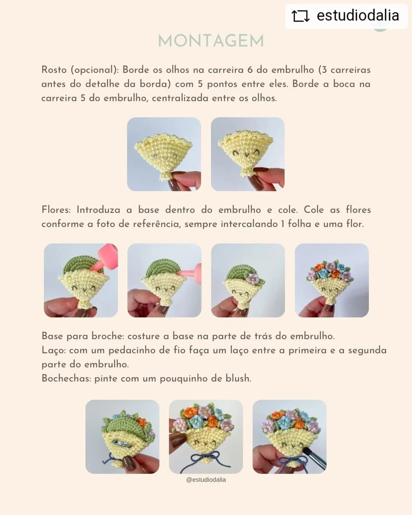 Gráfico de crochê: Bouquet de flores charmoso
