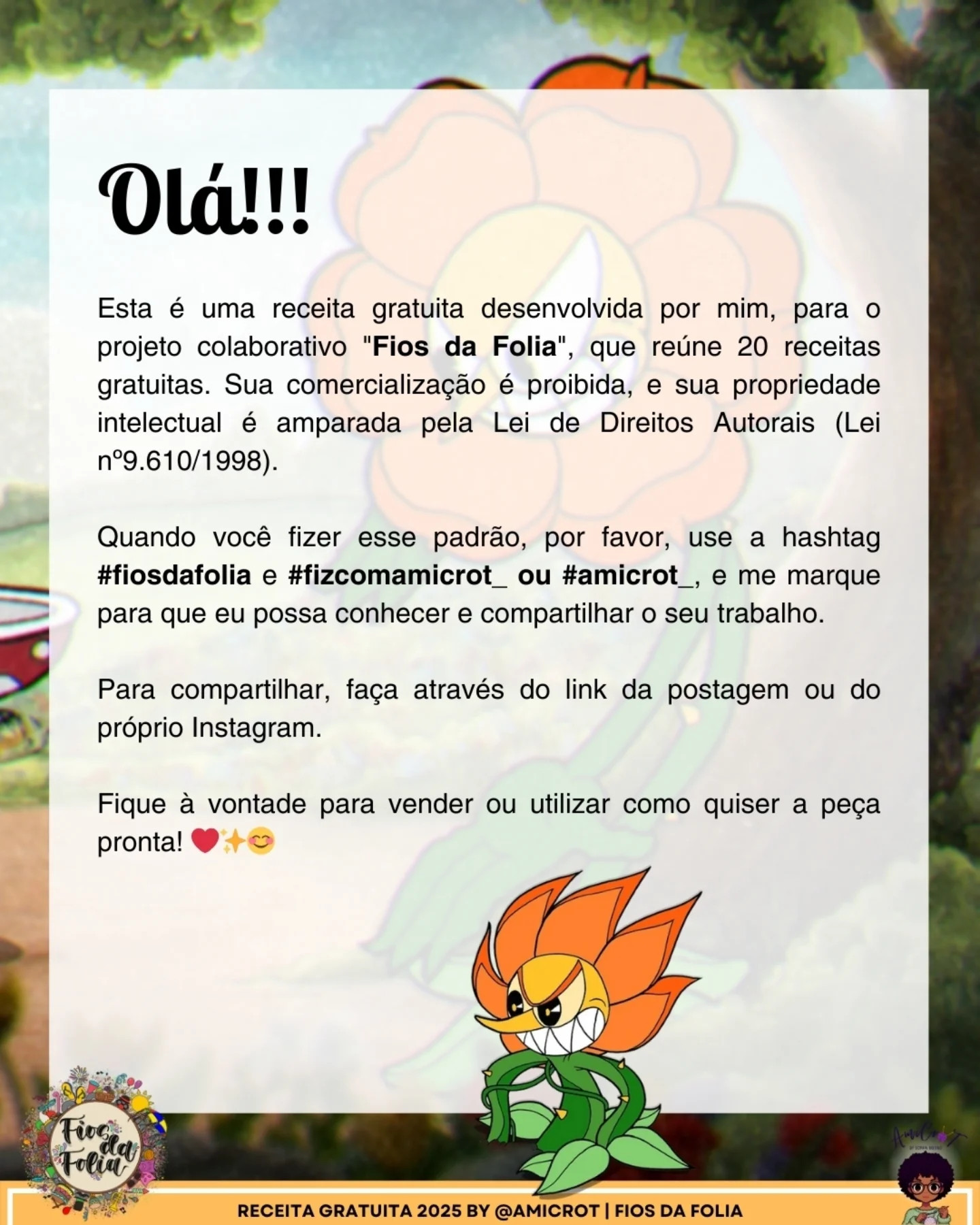 Gráfico de crochê Cagney Carnation do Cuphead