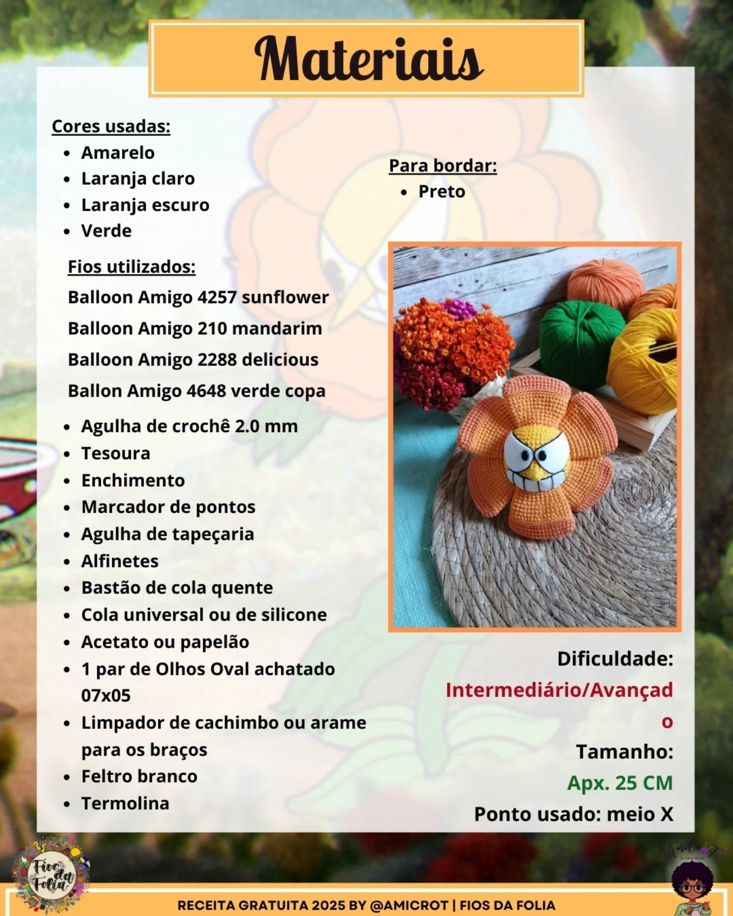 Gráfico de crochê Cagney Carnation do Cuphead