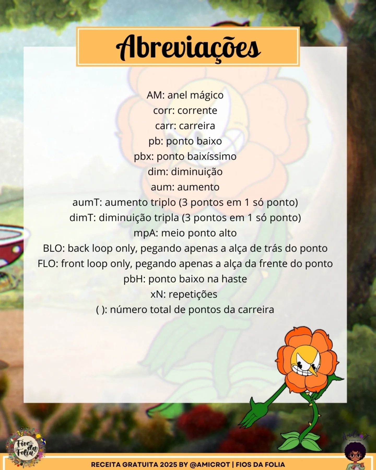 Gráfico de crochê Cagney Carnation do Cuphead