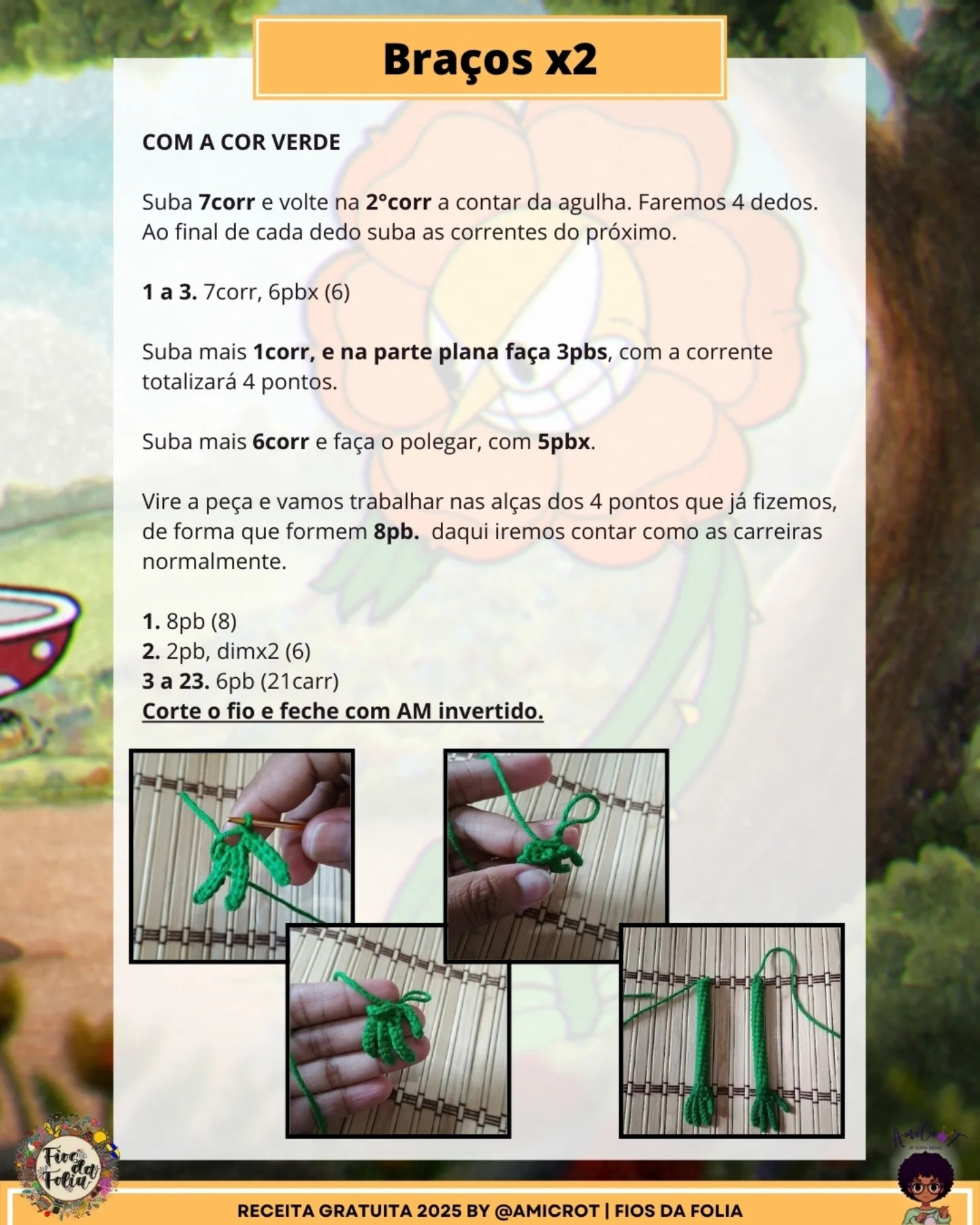 Gráfico de crochê Cagney Carnation do Cuphead