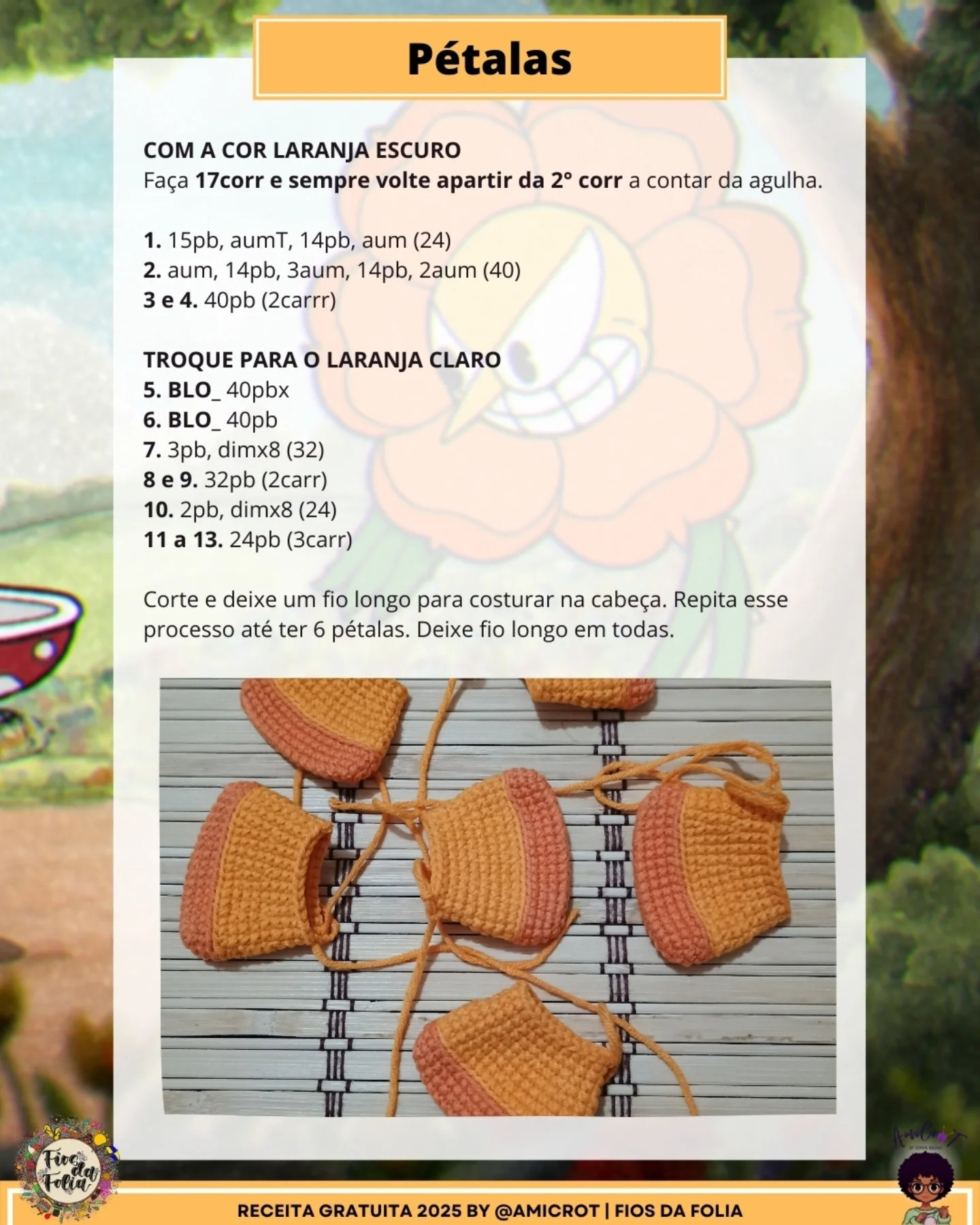 Gráfico de crochê Cagney Carnation do Cuphead