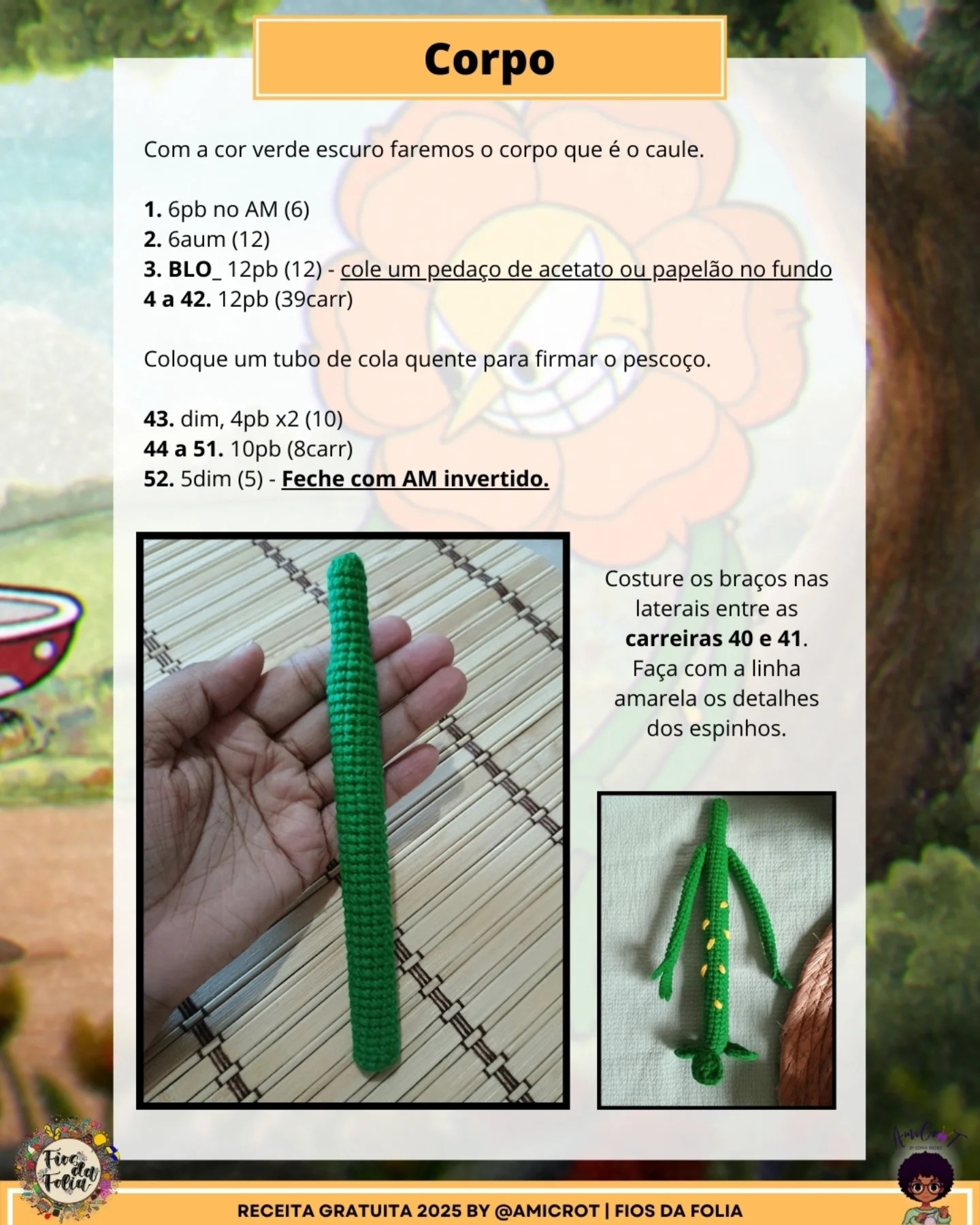 Gráfico de crochê Cagney Carnation do Cuphead