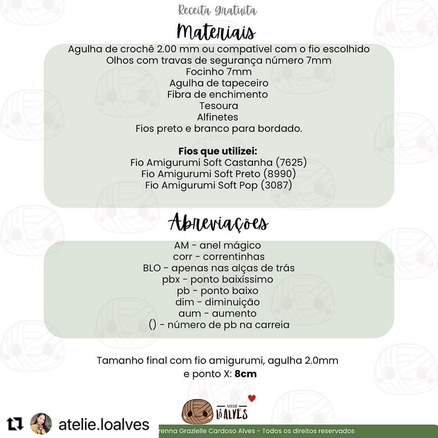 Gráfico de crochê: Cãozinho Mel - Receita Grátis!