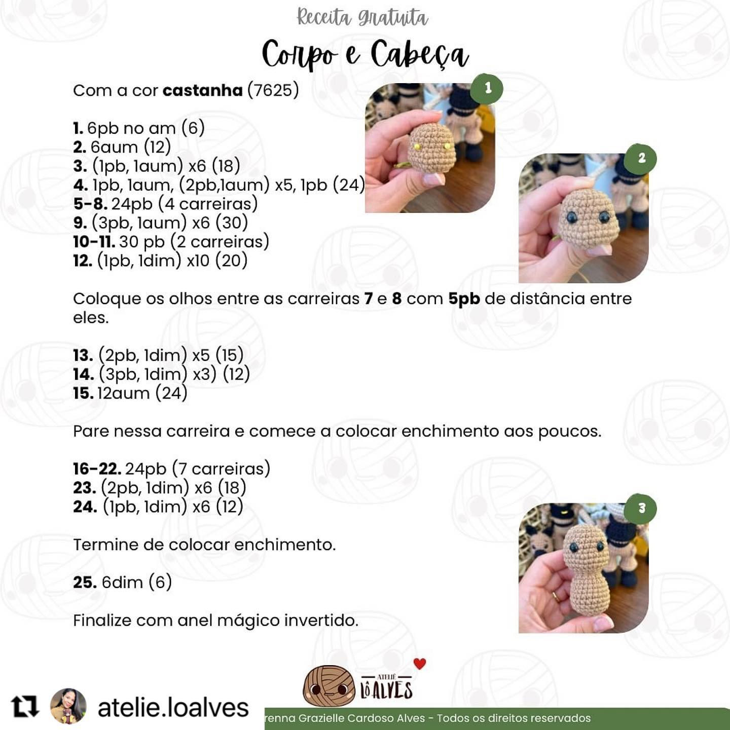 Gráfico de crochê: Cãozinho Mel - Receita Grátis!