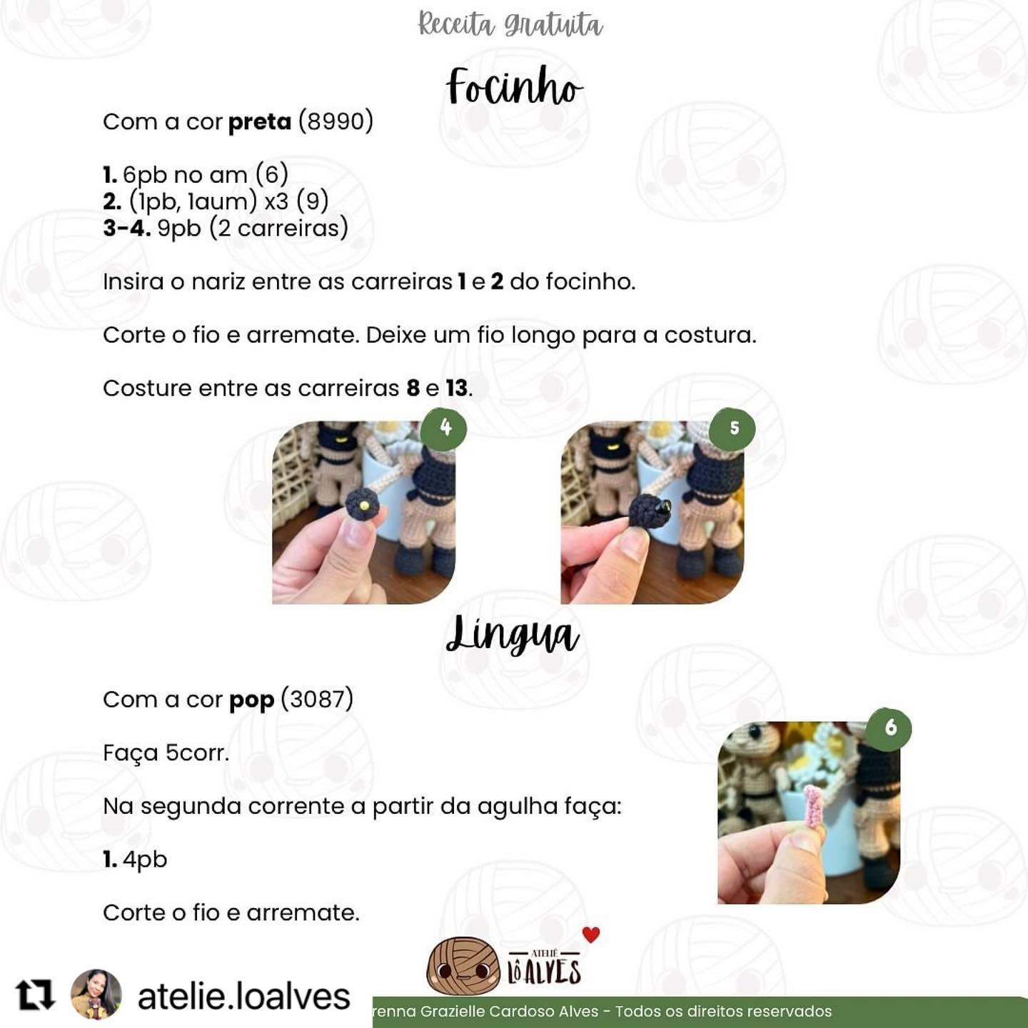 Gráfico de crochê: Cãozinho Mel - Receita Grátis!