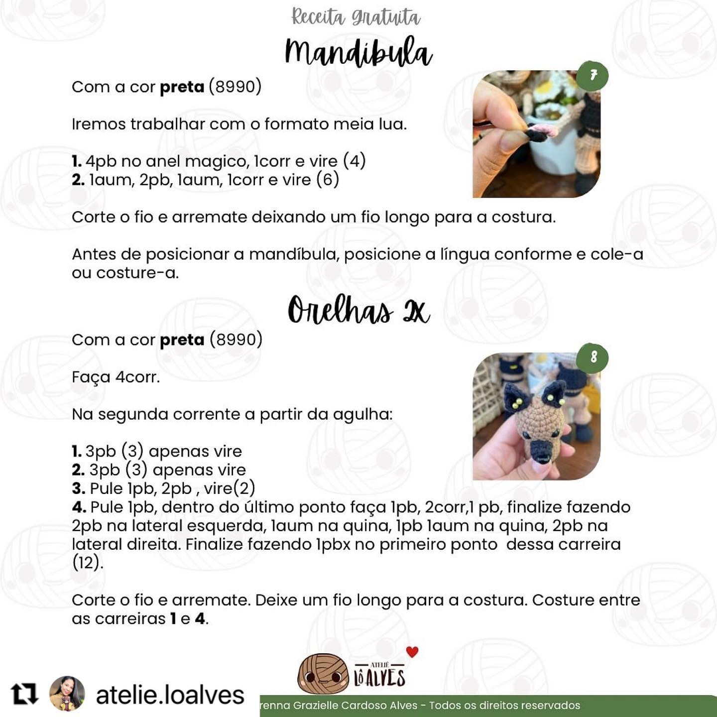 Gráfico de crochê: Cãozinho Mel - Receita Grátis!