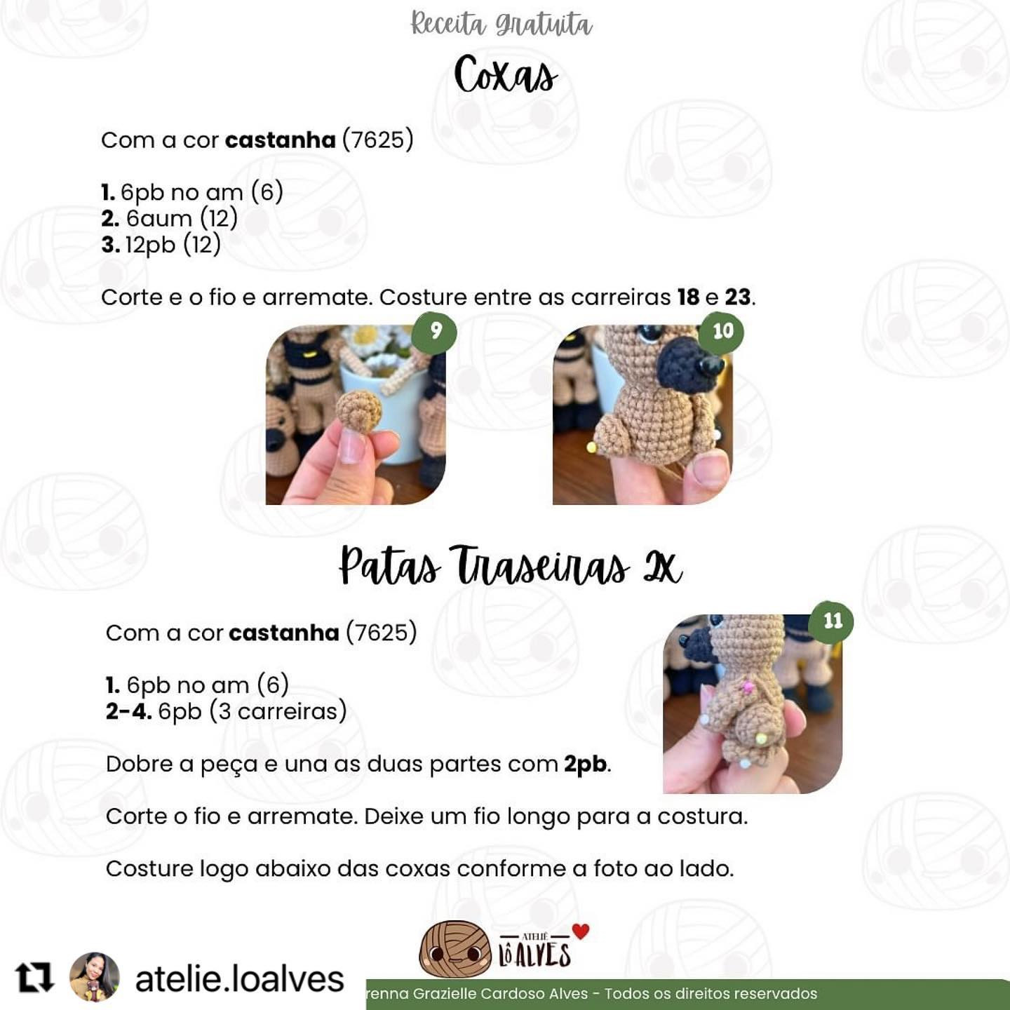 Gráfico de crochê: Cãozinho Mel - Receita Grátis!