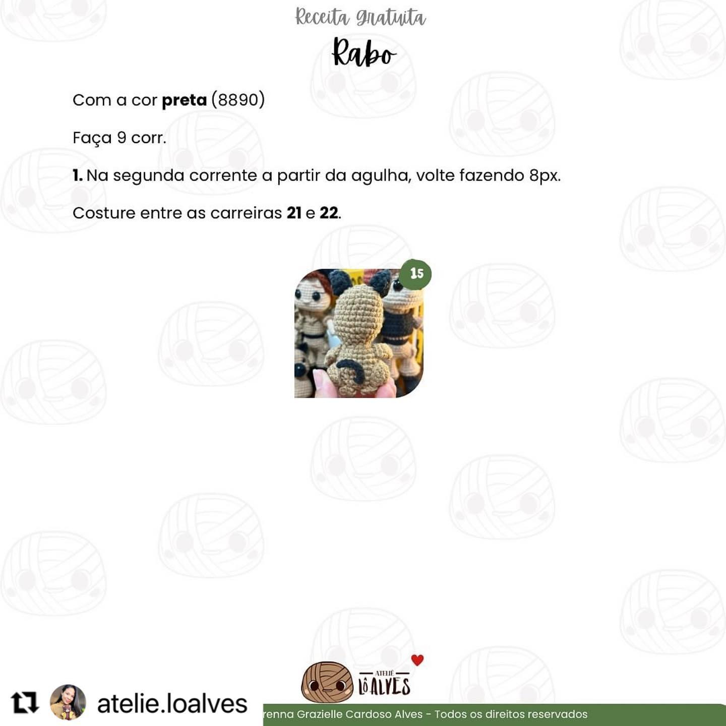Gráfico de crochê: Cãozinho Mel - Receita Grátis!