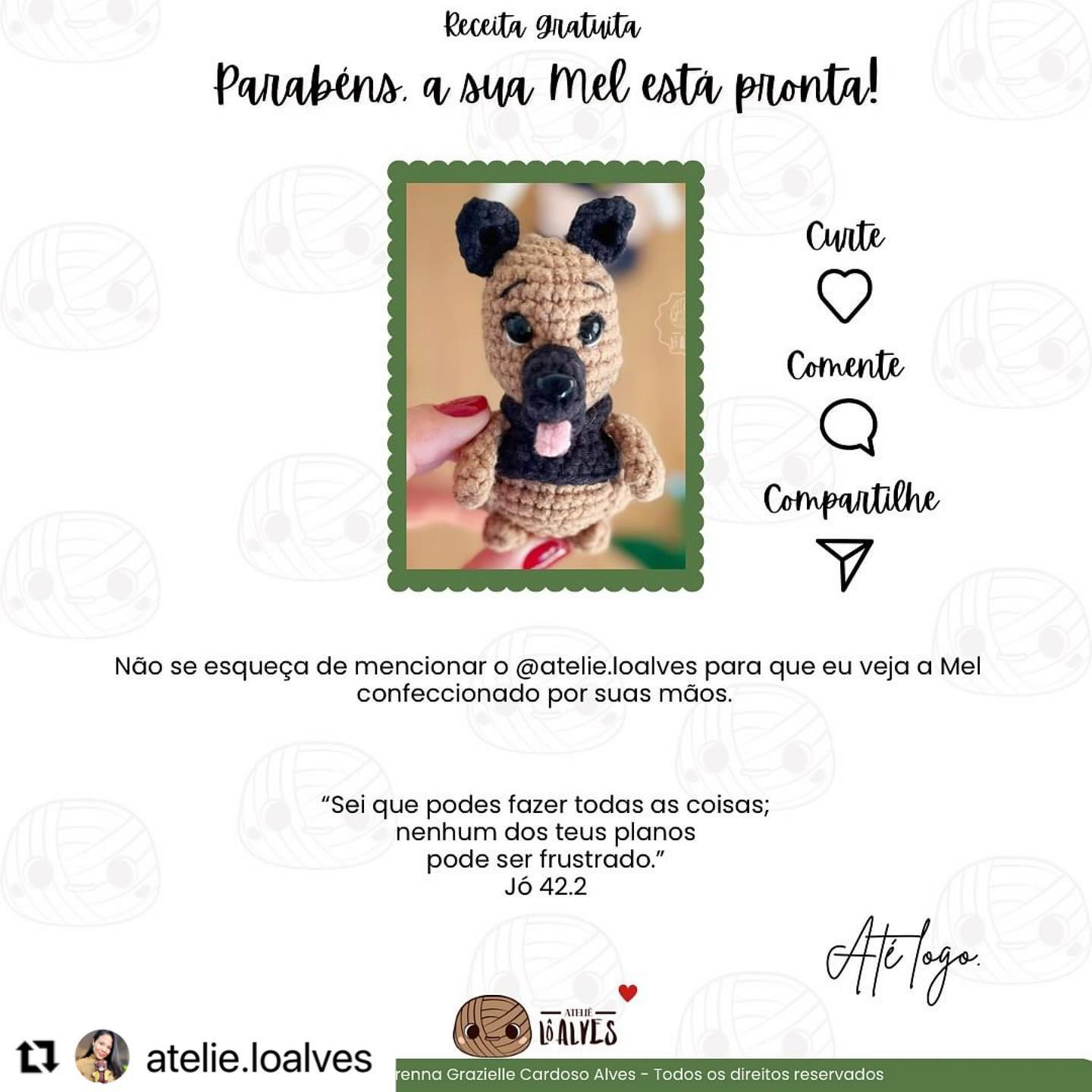 Gráfico de crochê: Cãozinho Mel - Receita Grátis!