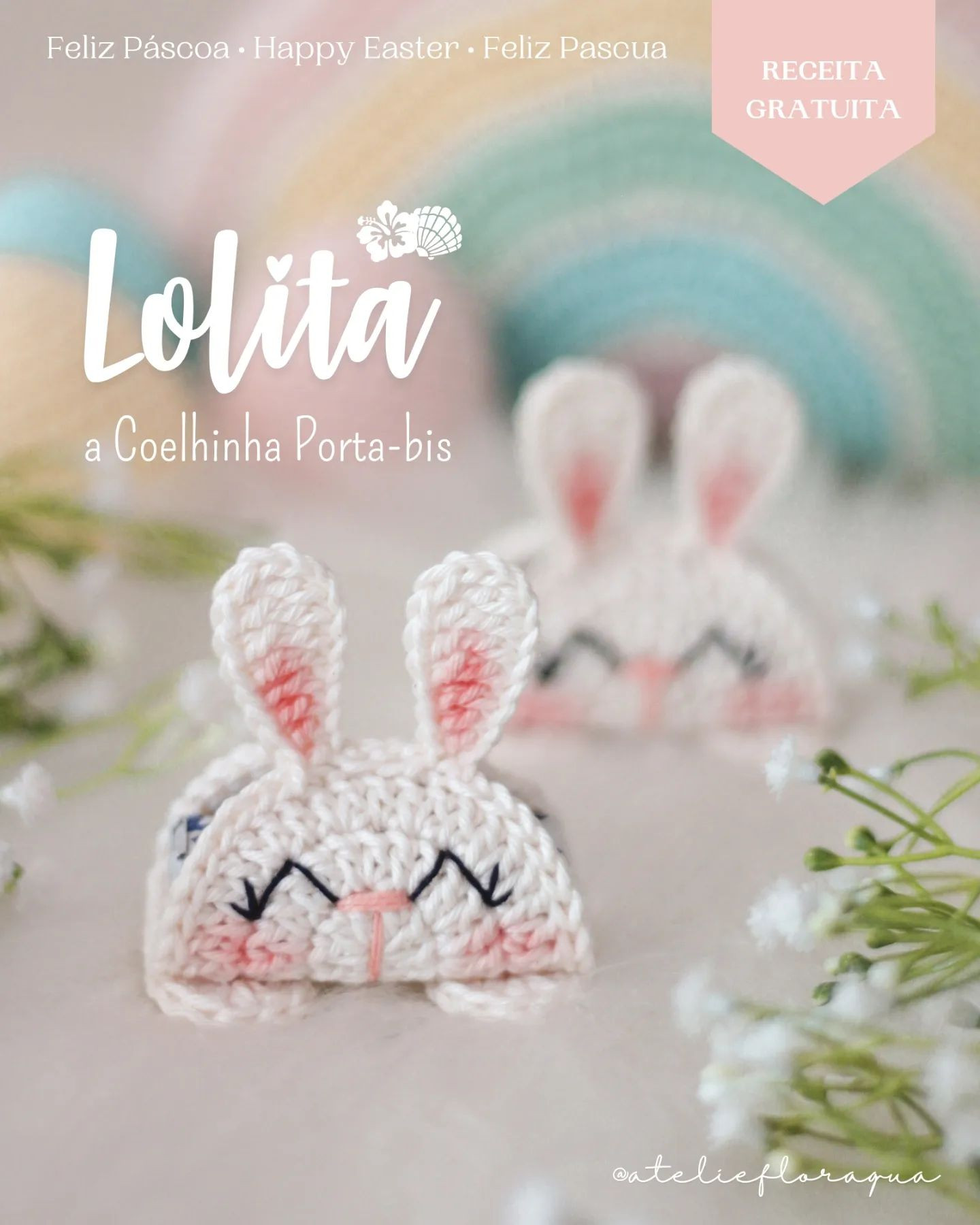 Gráfico de crochê: coelhinha Lolita porta-biscoitos