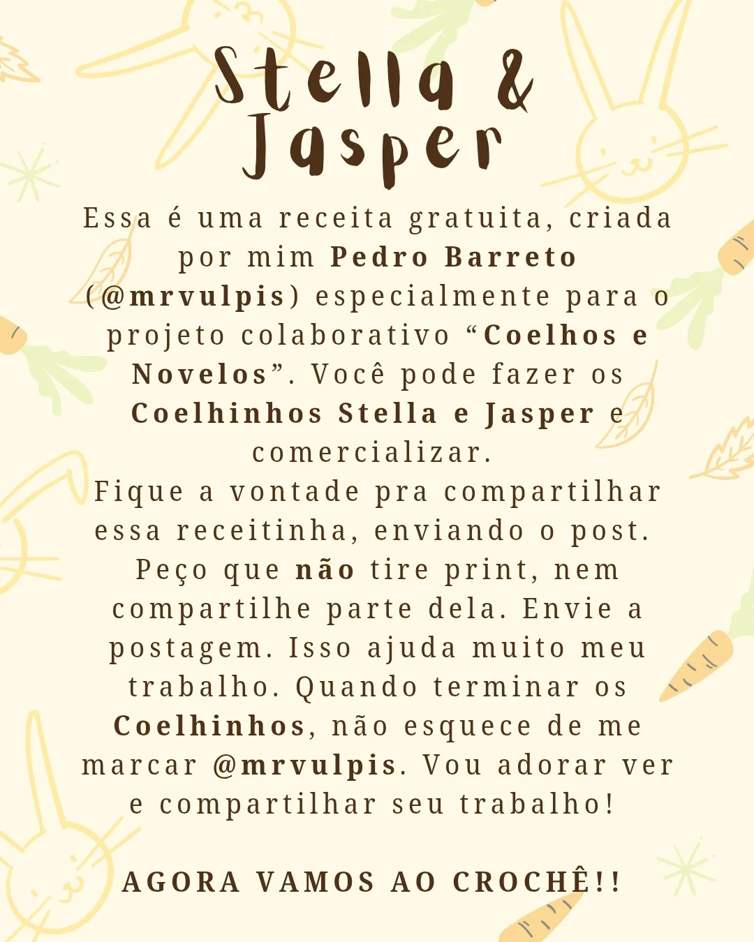 Gráfico de crochê: coelhos Stella e Jasper