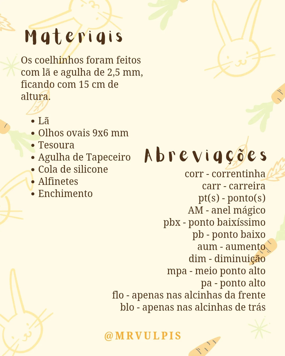 Gráfico de crochê: coelhos Stella e Jasper