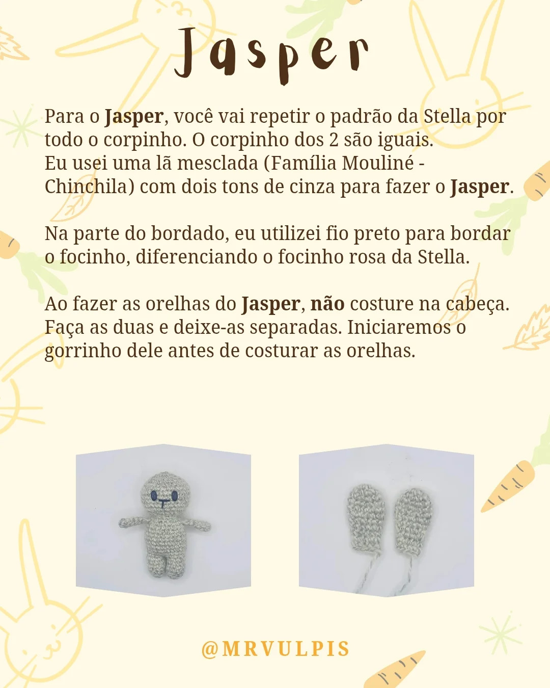 Gráfico de crochê: coelhos Stella e Jasper