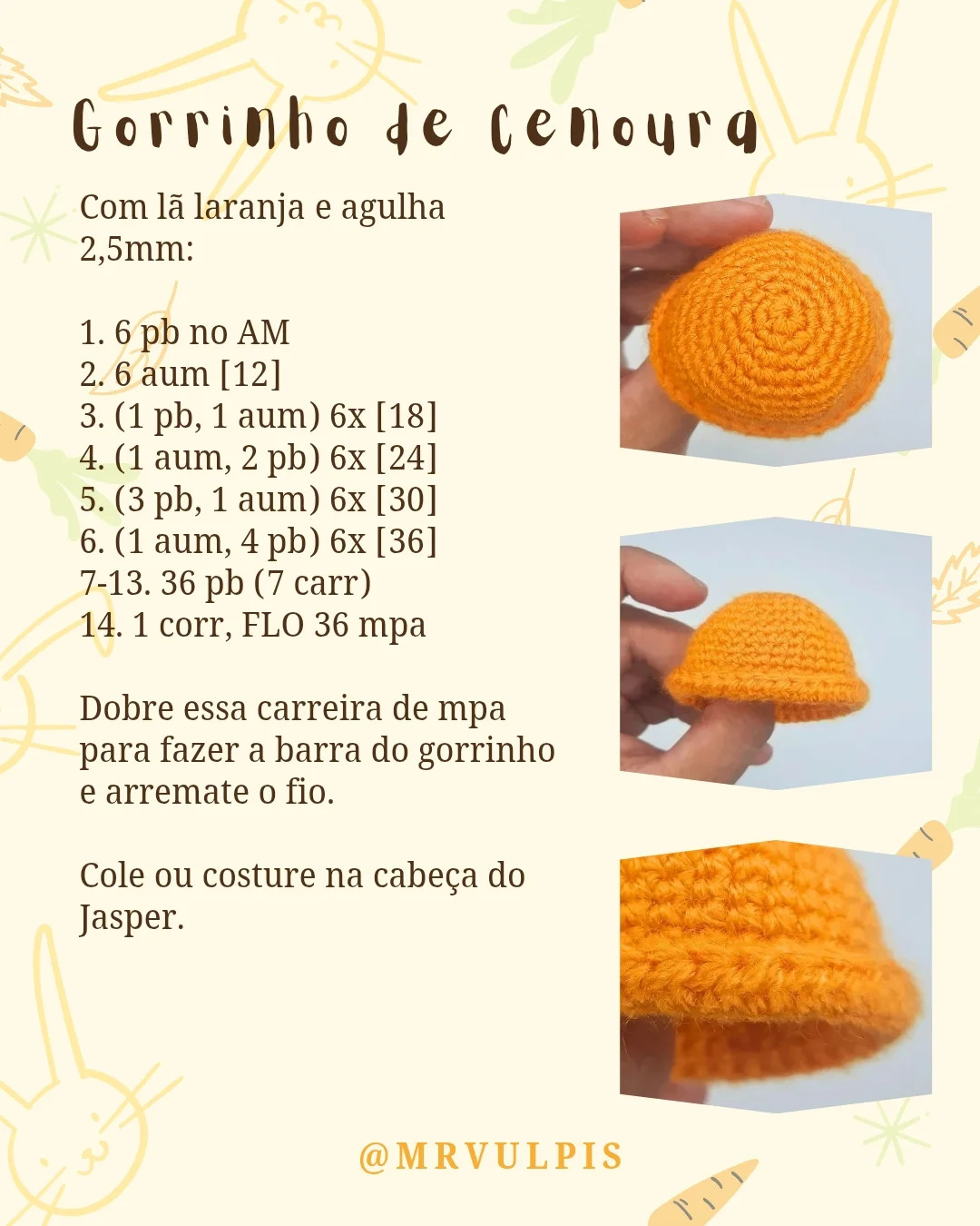 Gráfico de crochê: coelhos Stella e Jasper