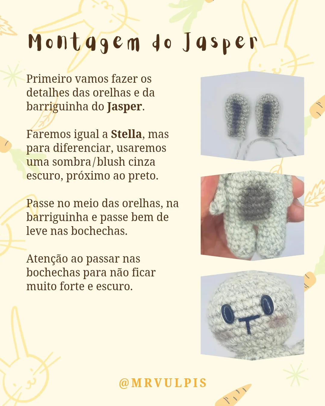 Gráfico de crochê: coelhos Stella e Jasper