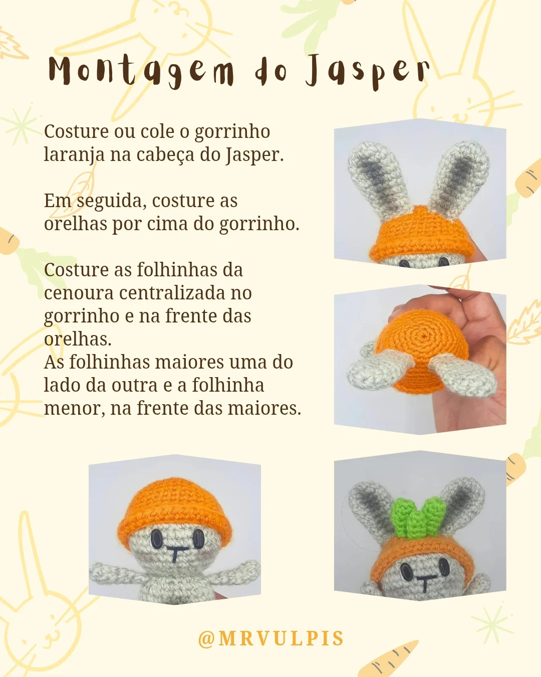 Gráfico de crochê: coelhos Stella e Jasper