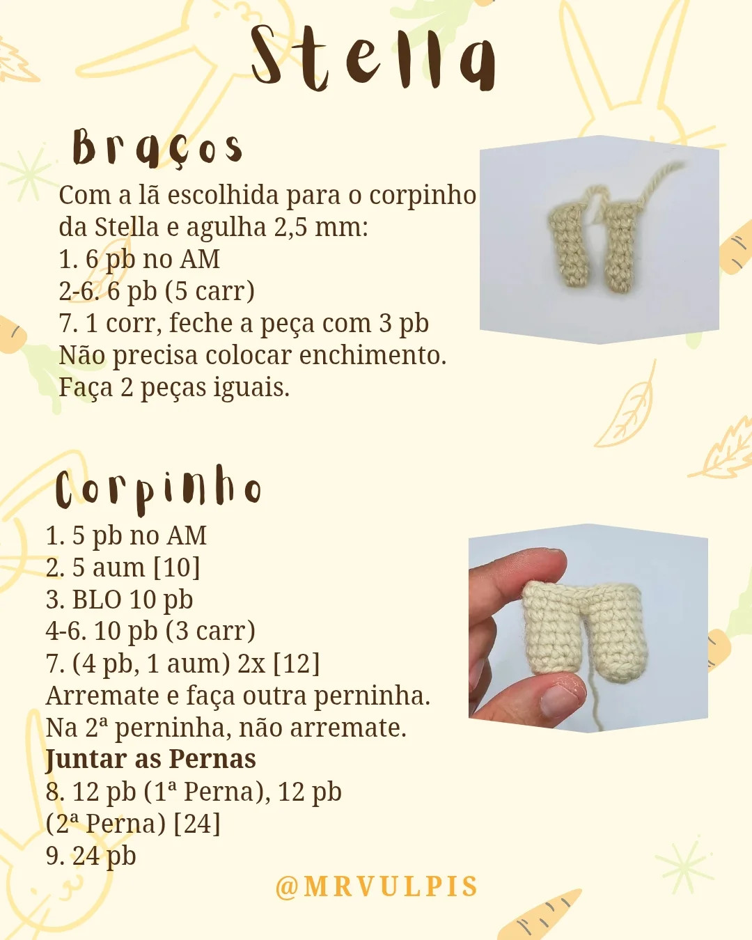 Gráfico de crochê: coelhos Stella e Jasper