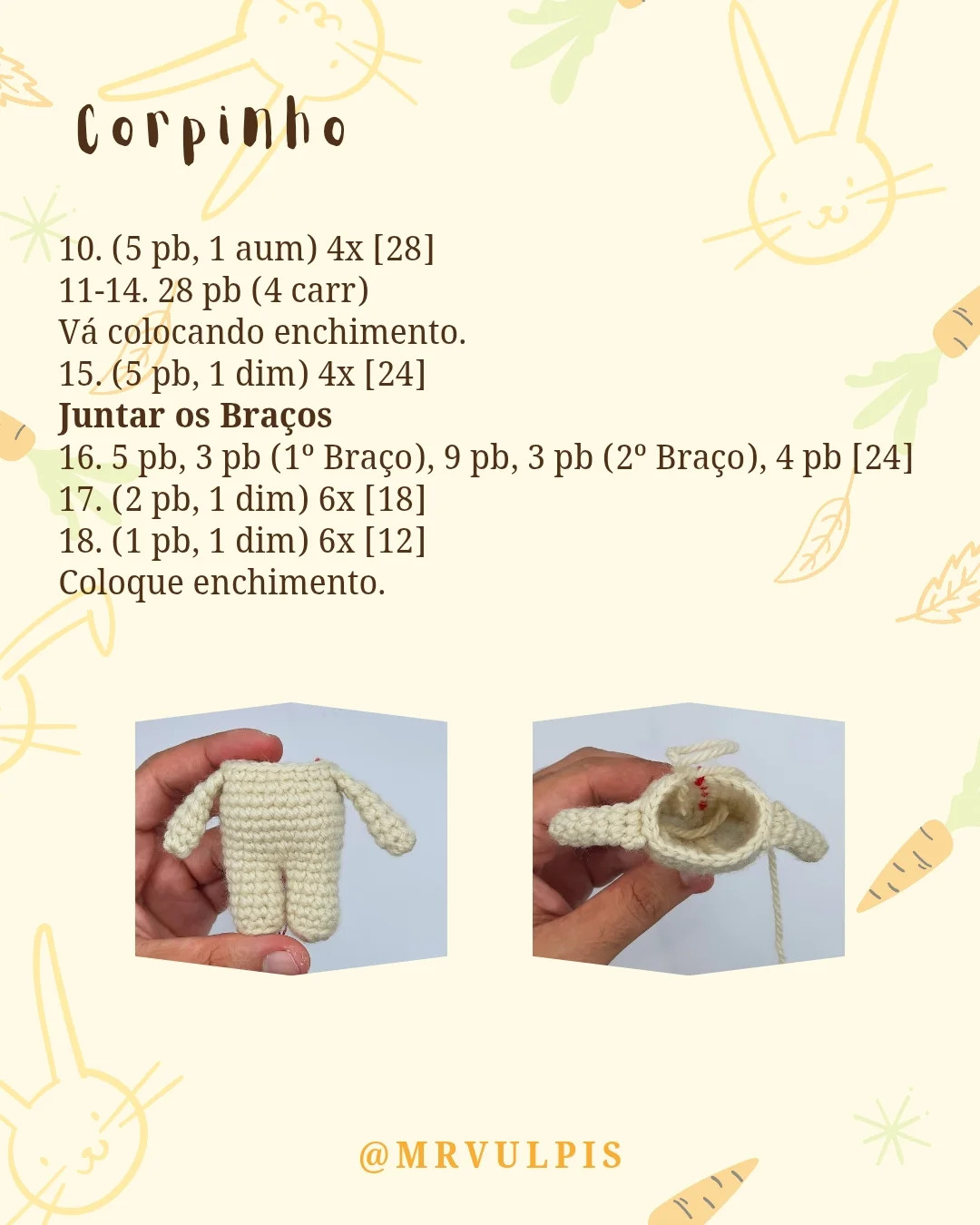 Gráfico de crochê: coelhos Stella e Jasper
