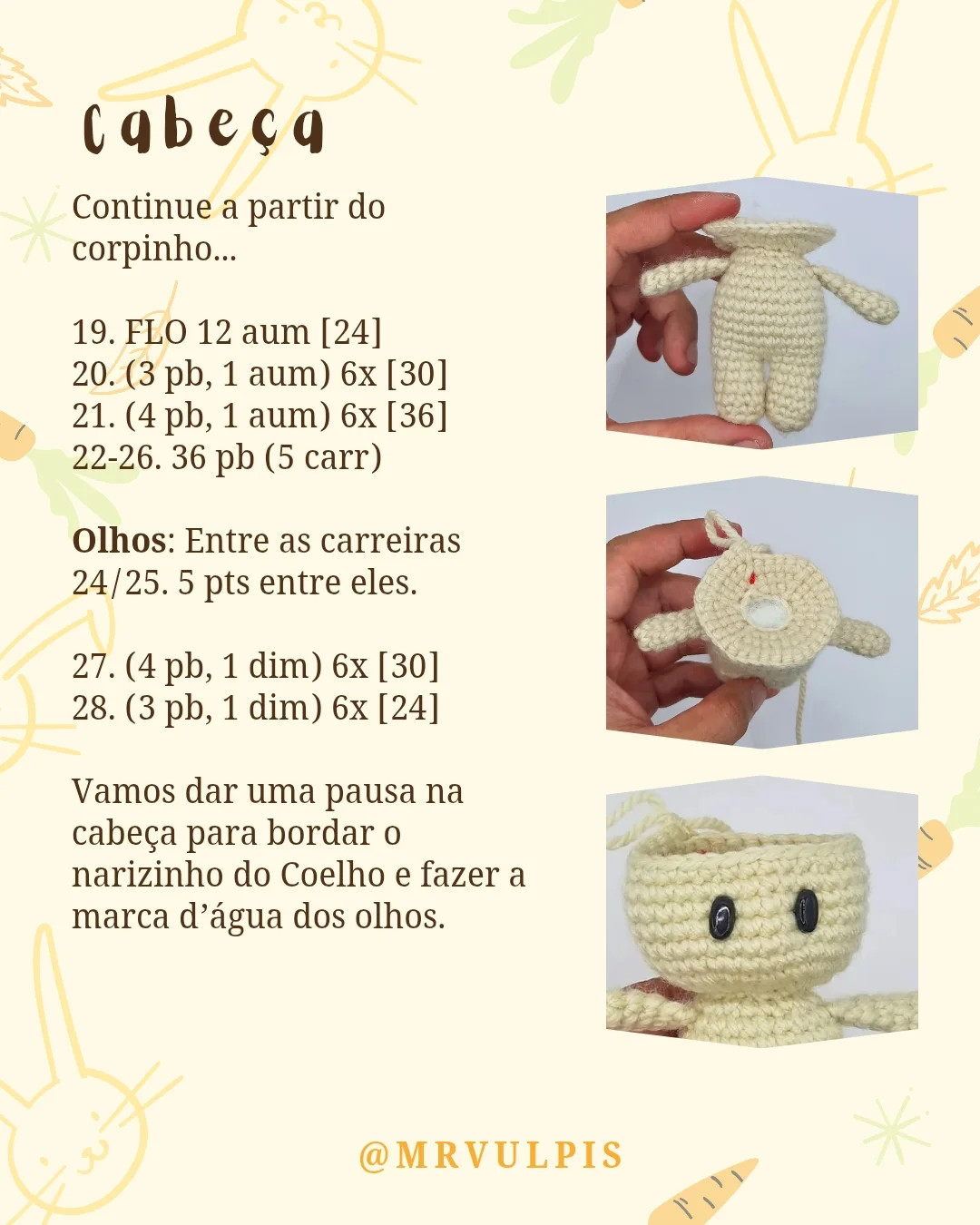 Gráfico de crochê: coelhos Stella e Jasper
